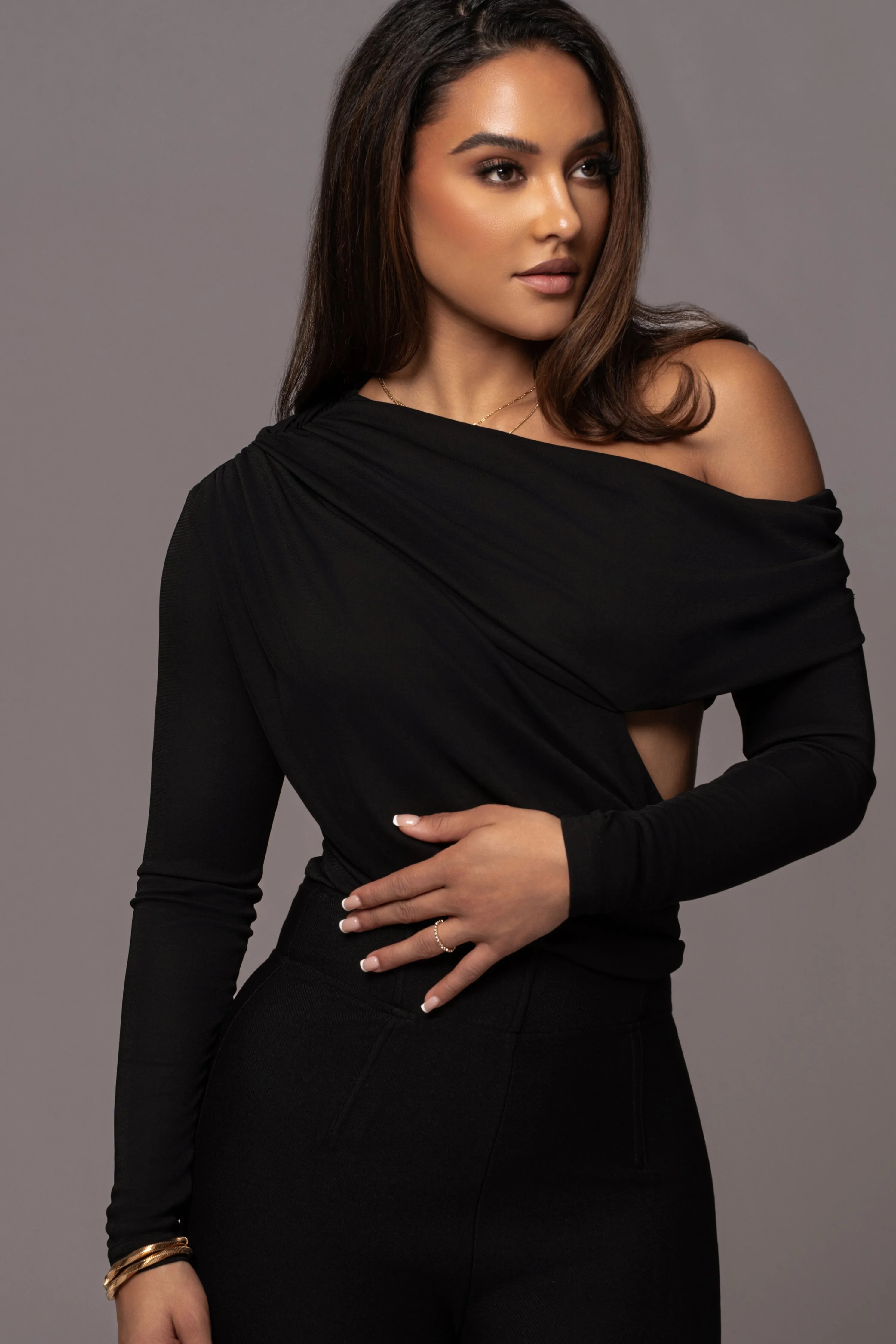 Black Ultra High Neck Bodysuit