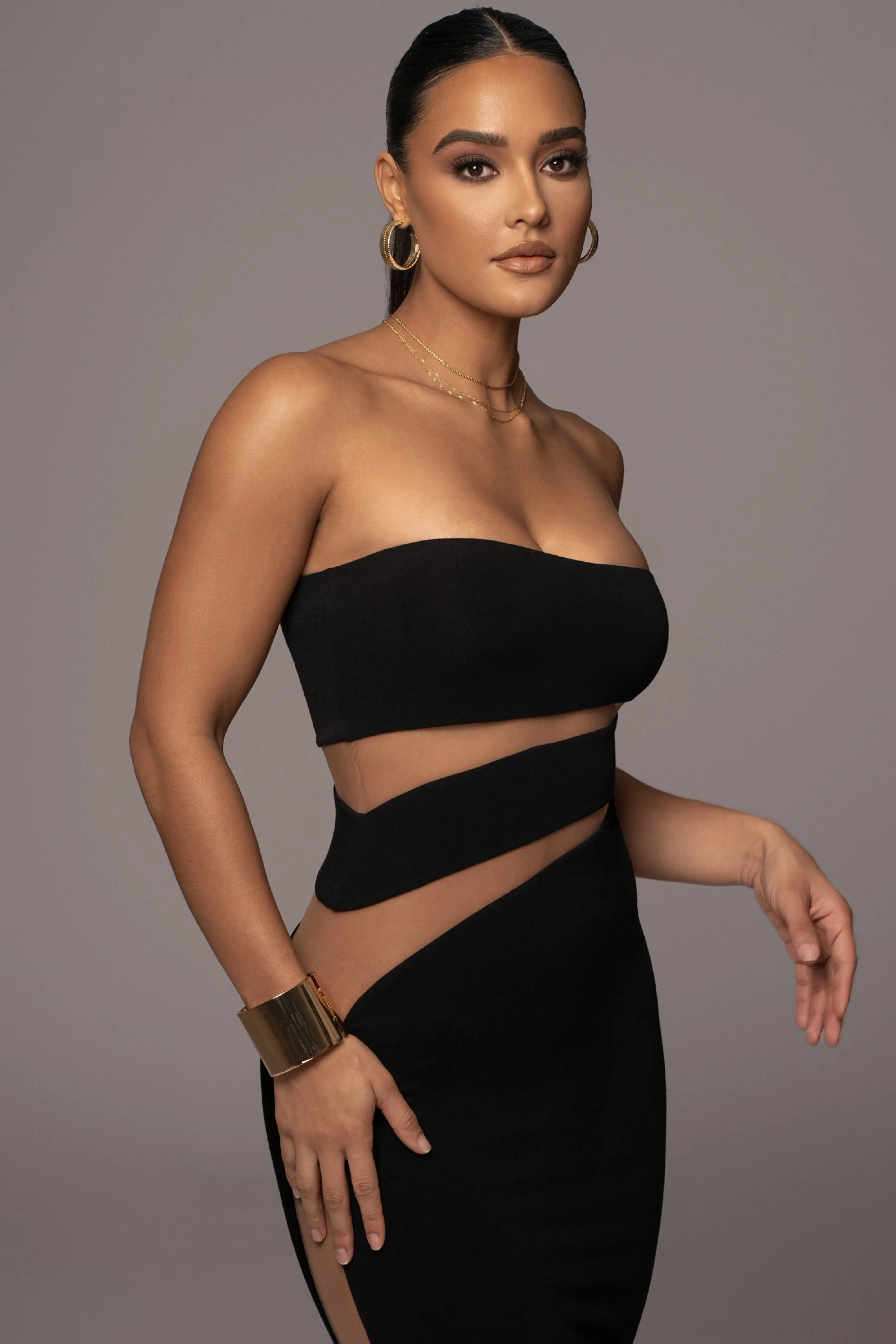 Black Unpredictable Midi Dress