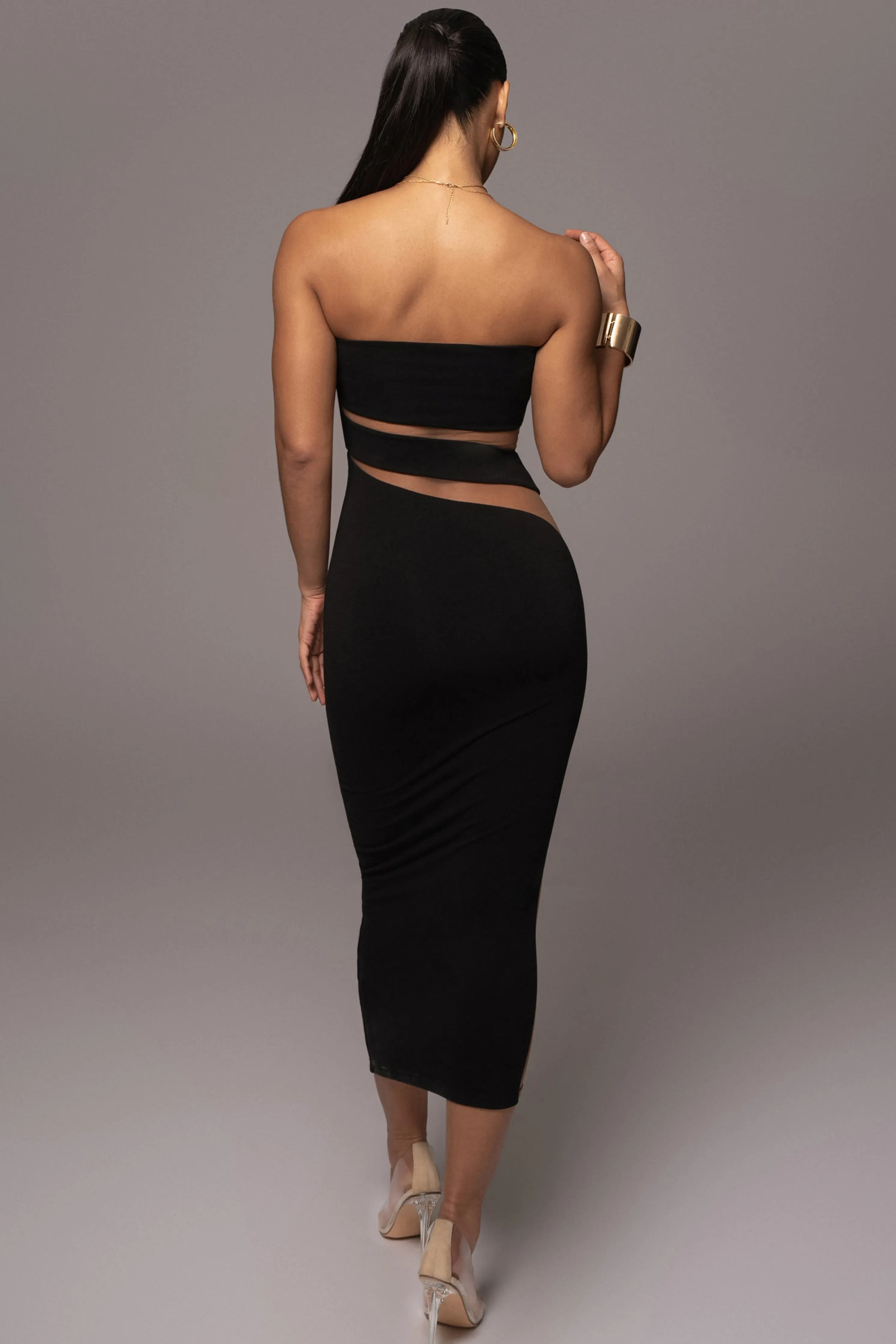 Black Unpredictable Midi Dress