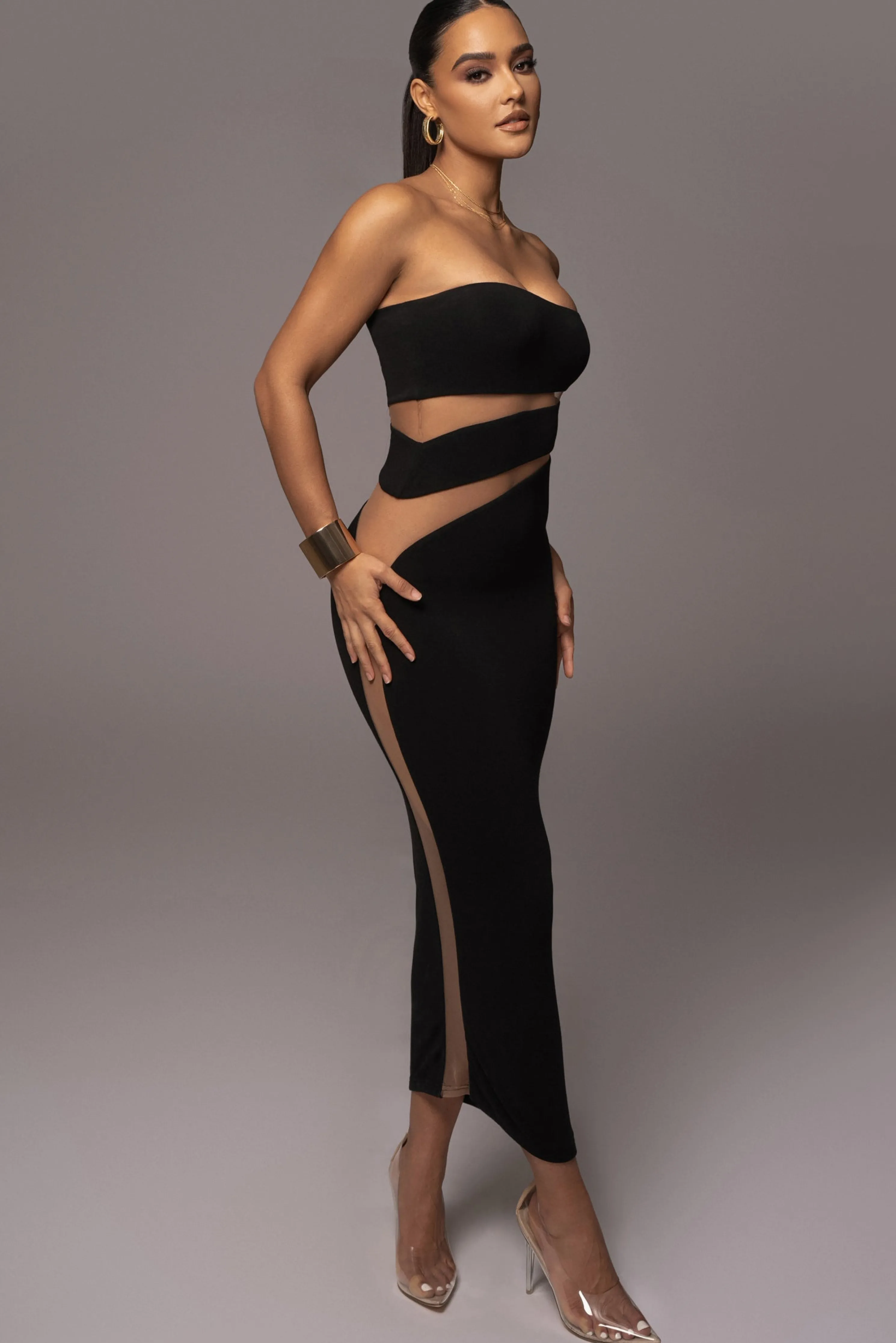 Black Unpredictable Midi Dress