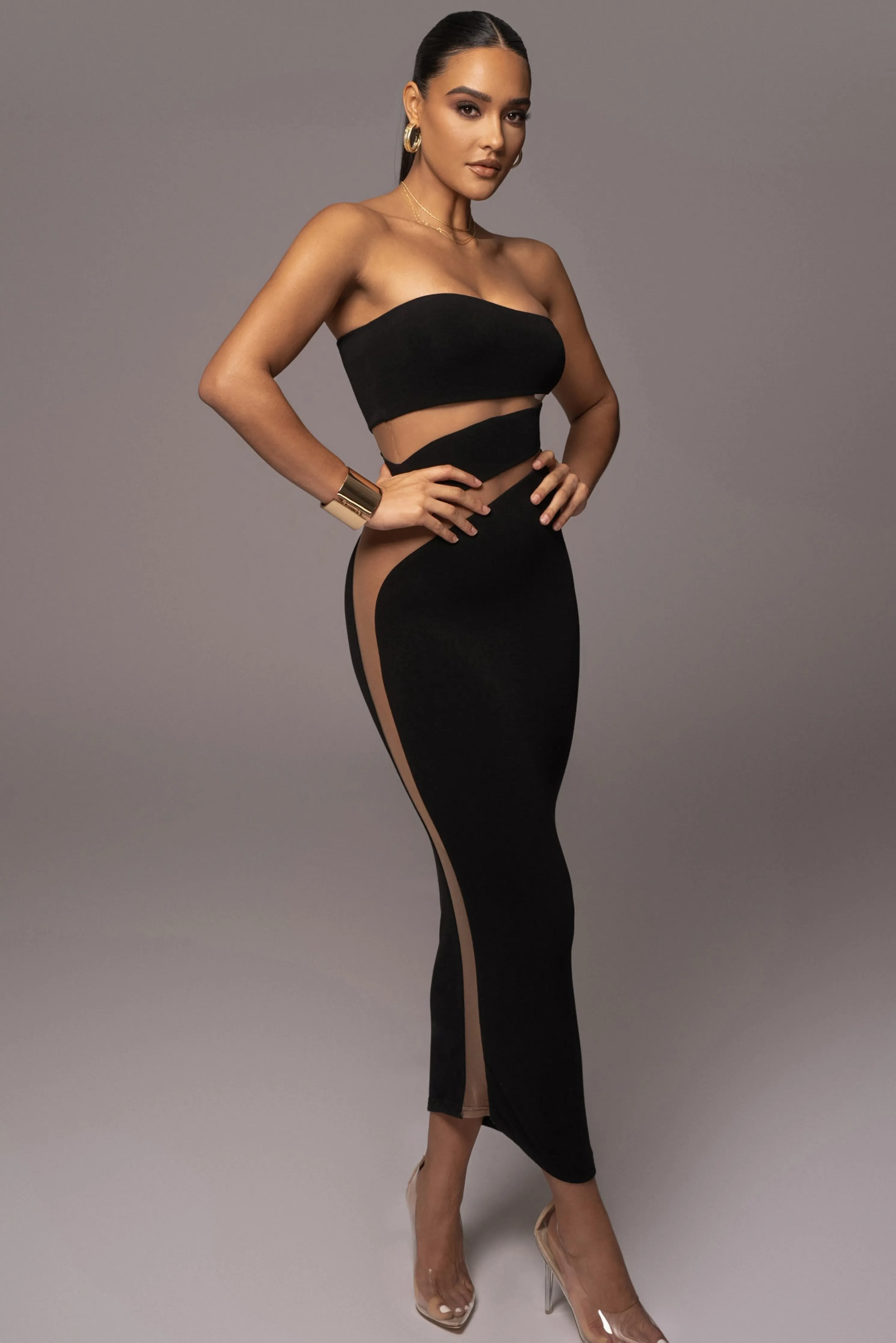 Black Unpredictable Midi Dress