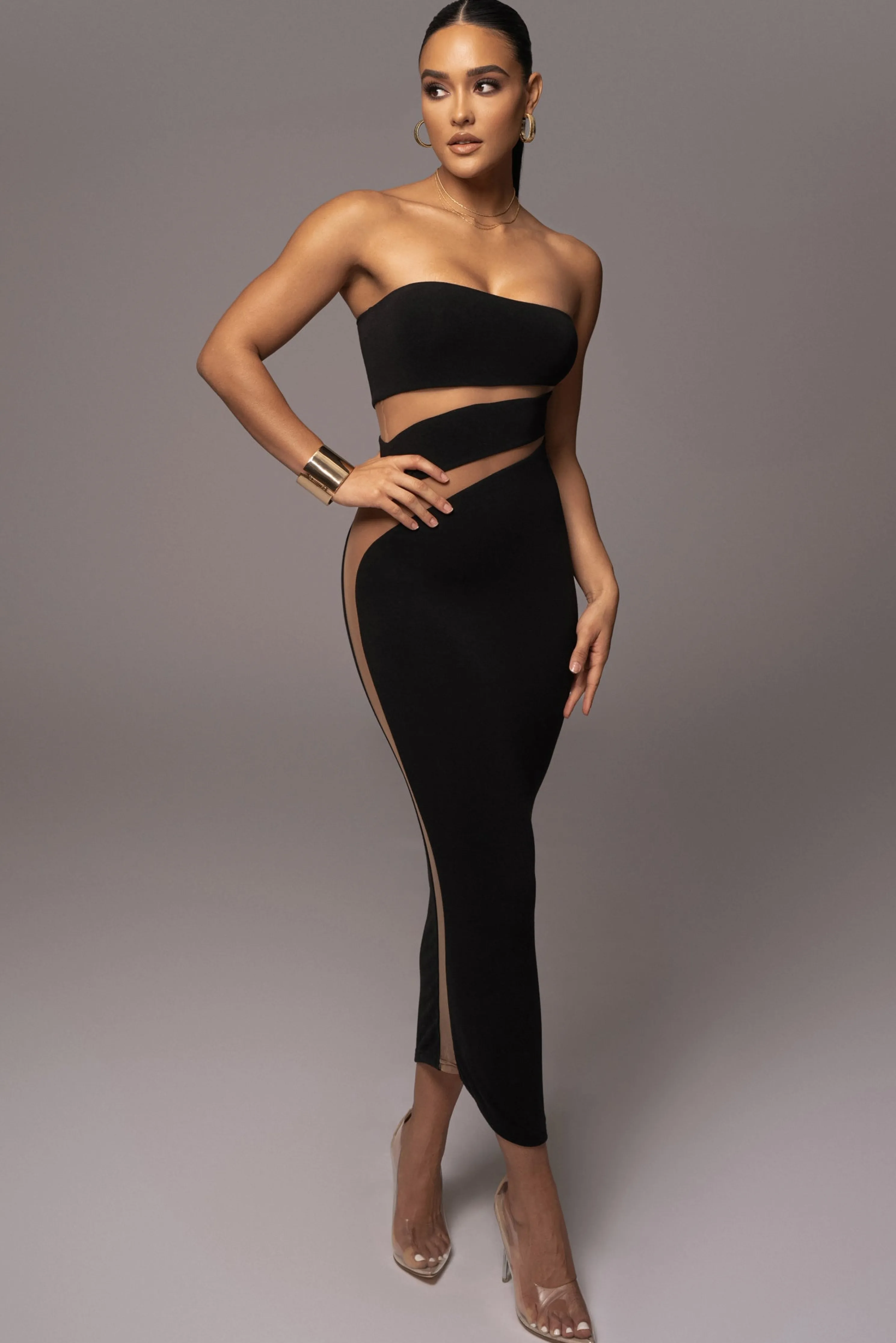 Black Unpredictable Midi Dress