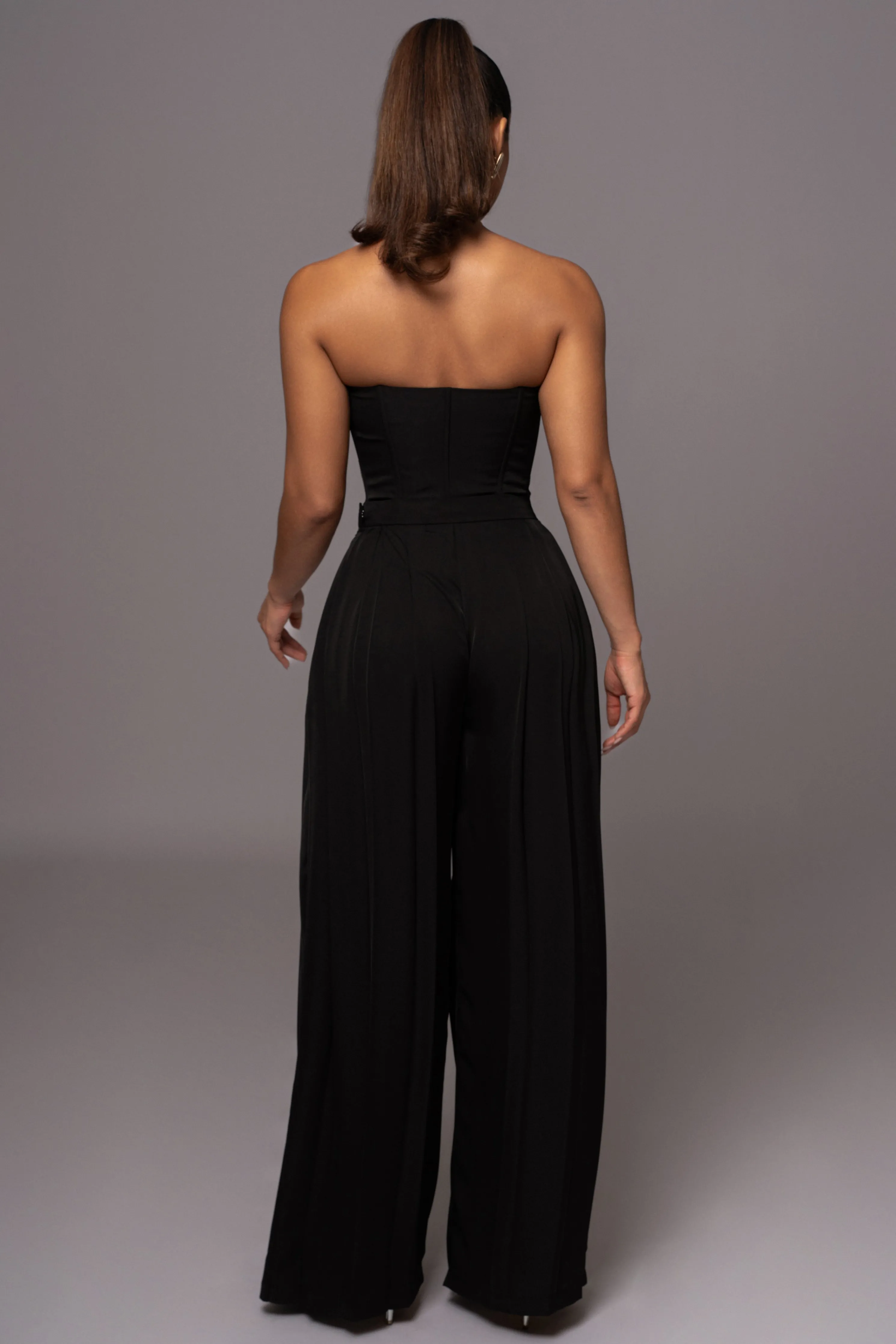 Black Viv Satin Bustier Top