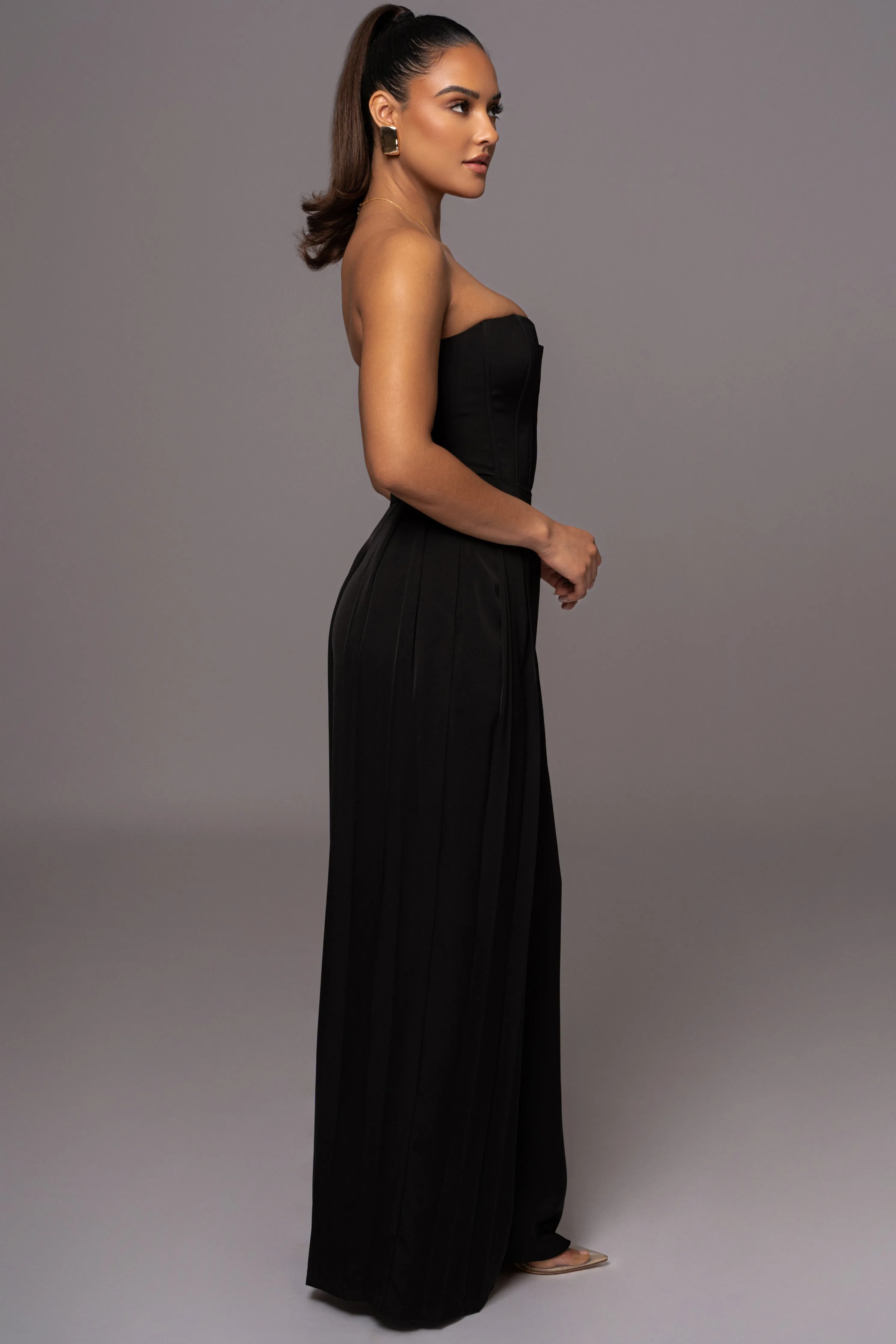 Black Viv Satin Bustier Top