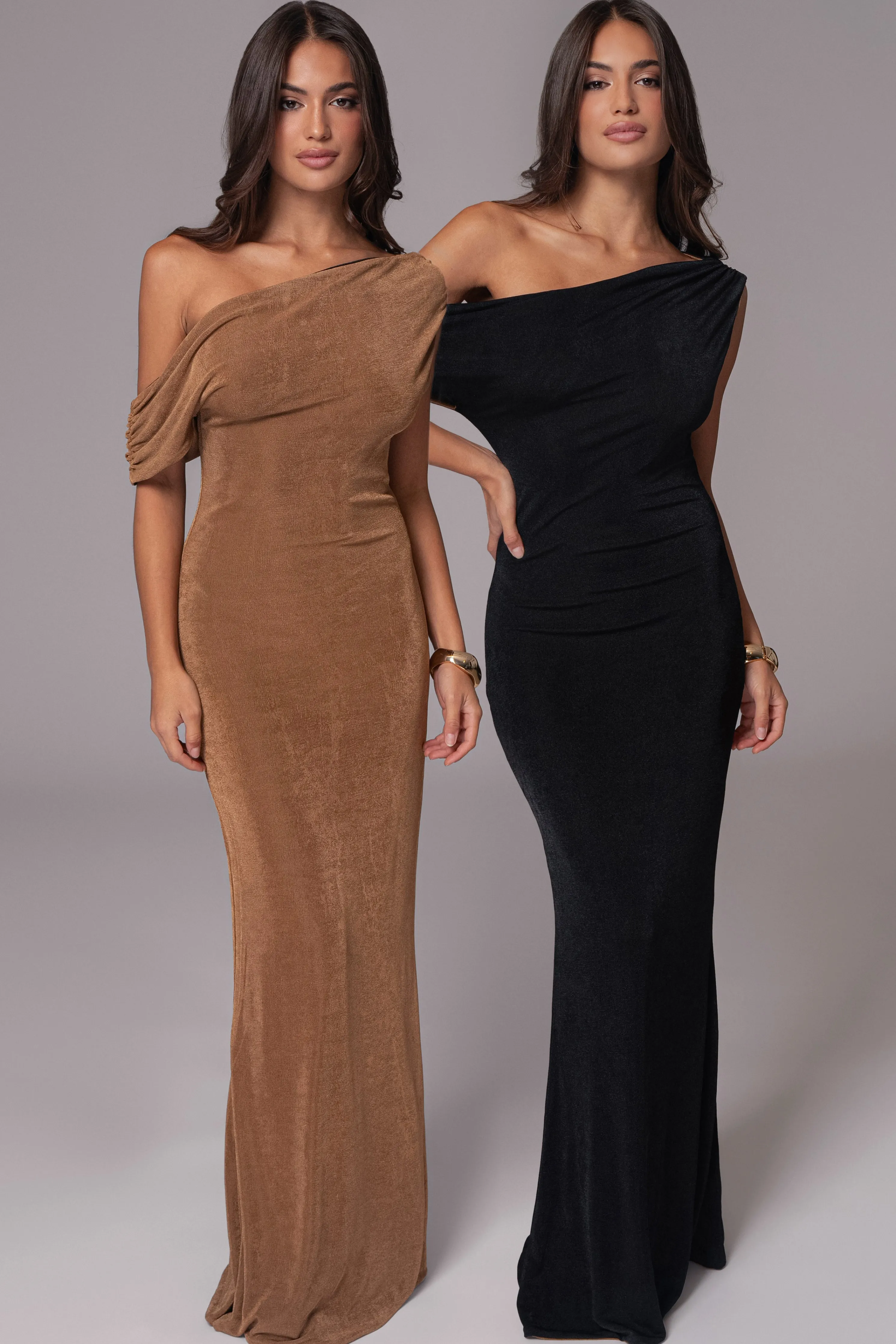 Black/Brown Classic Elegance Reversible Maxi Dress