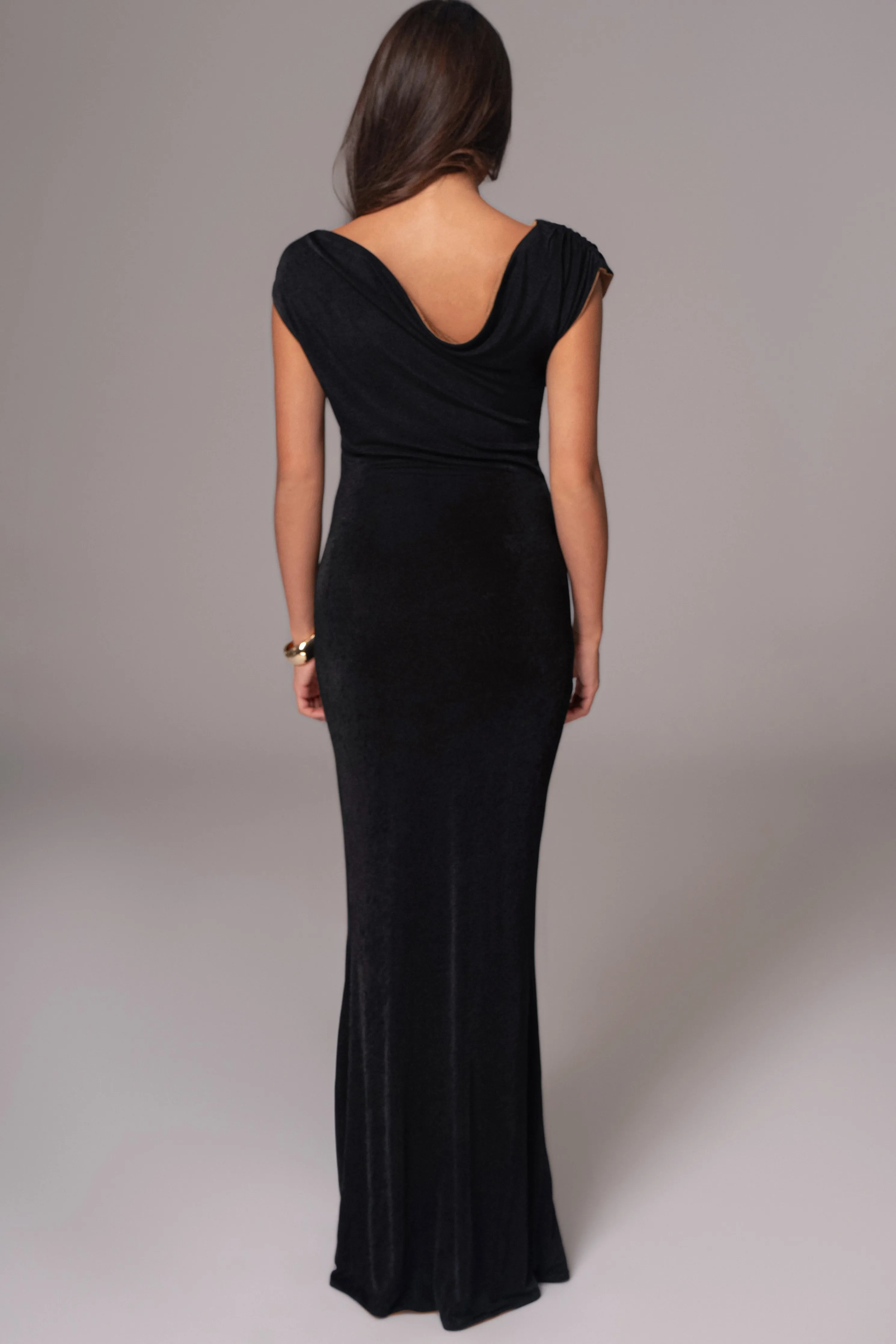 Black/Brown Classic Elegance Reversible Maxi Dress