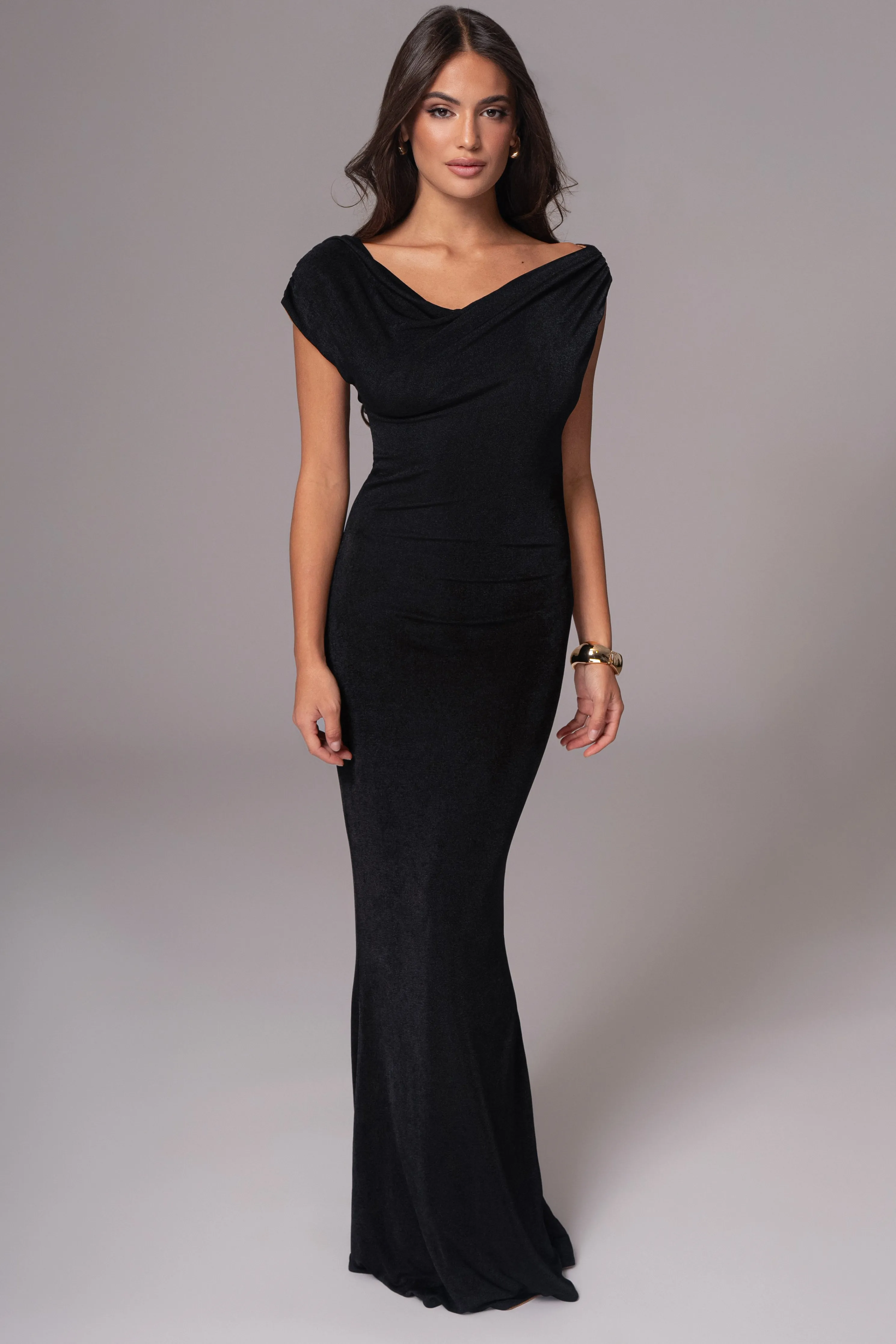 Black/Brown Classic Elegance Reversible Maxi Dress