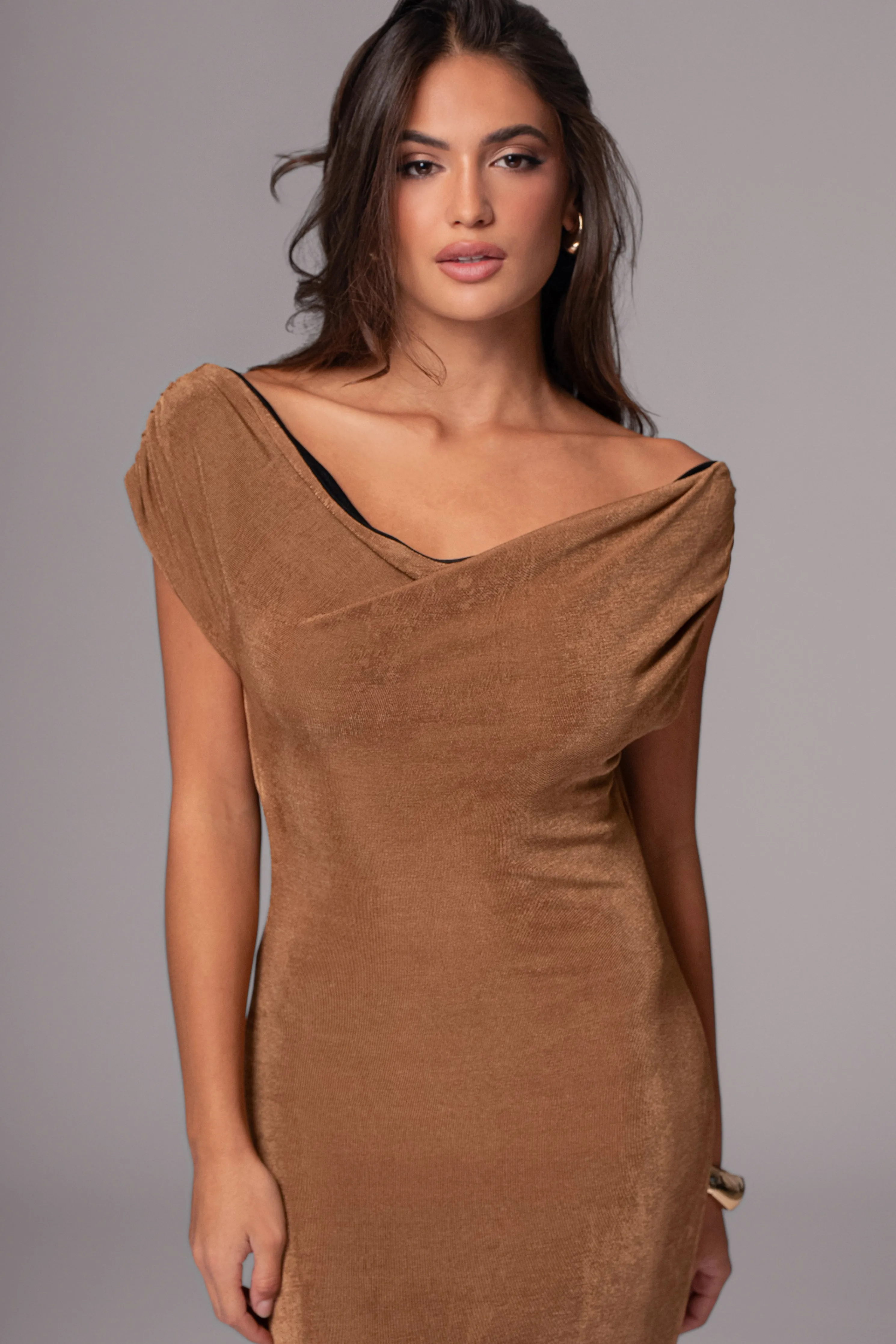 Black/Brown Classic Elegance Reversible Maxi Dress