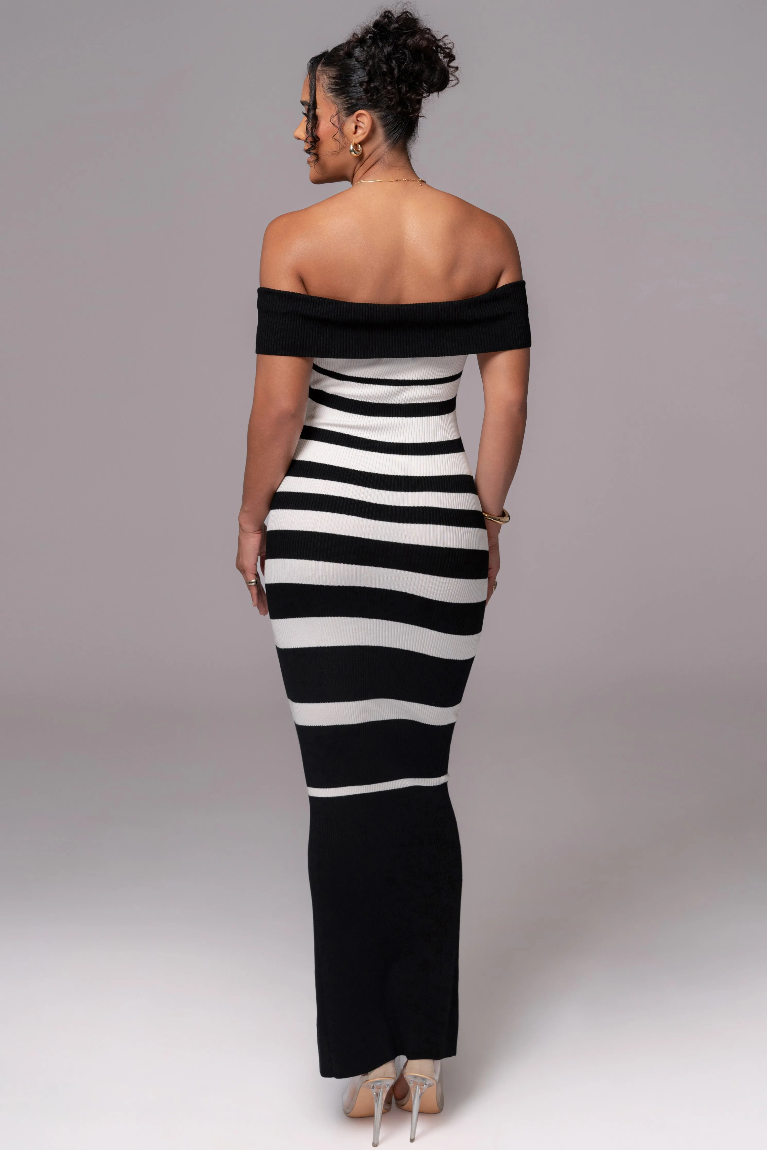 Black/Ivory Striped Custom  Maxi Dress