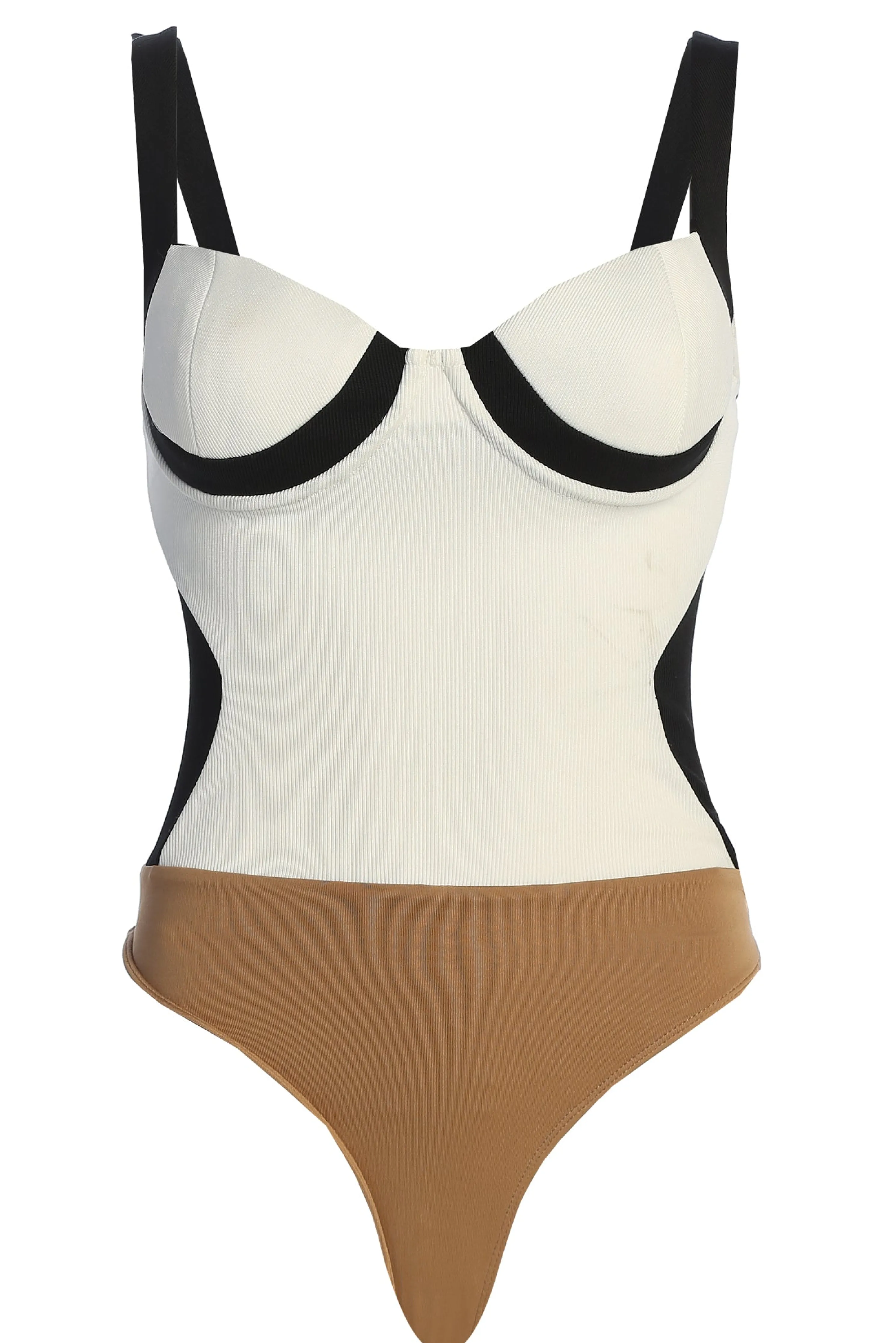 Black/White Throwback Colorblock Bodysuit