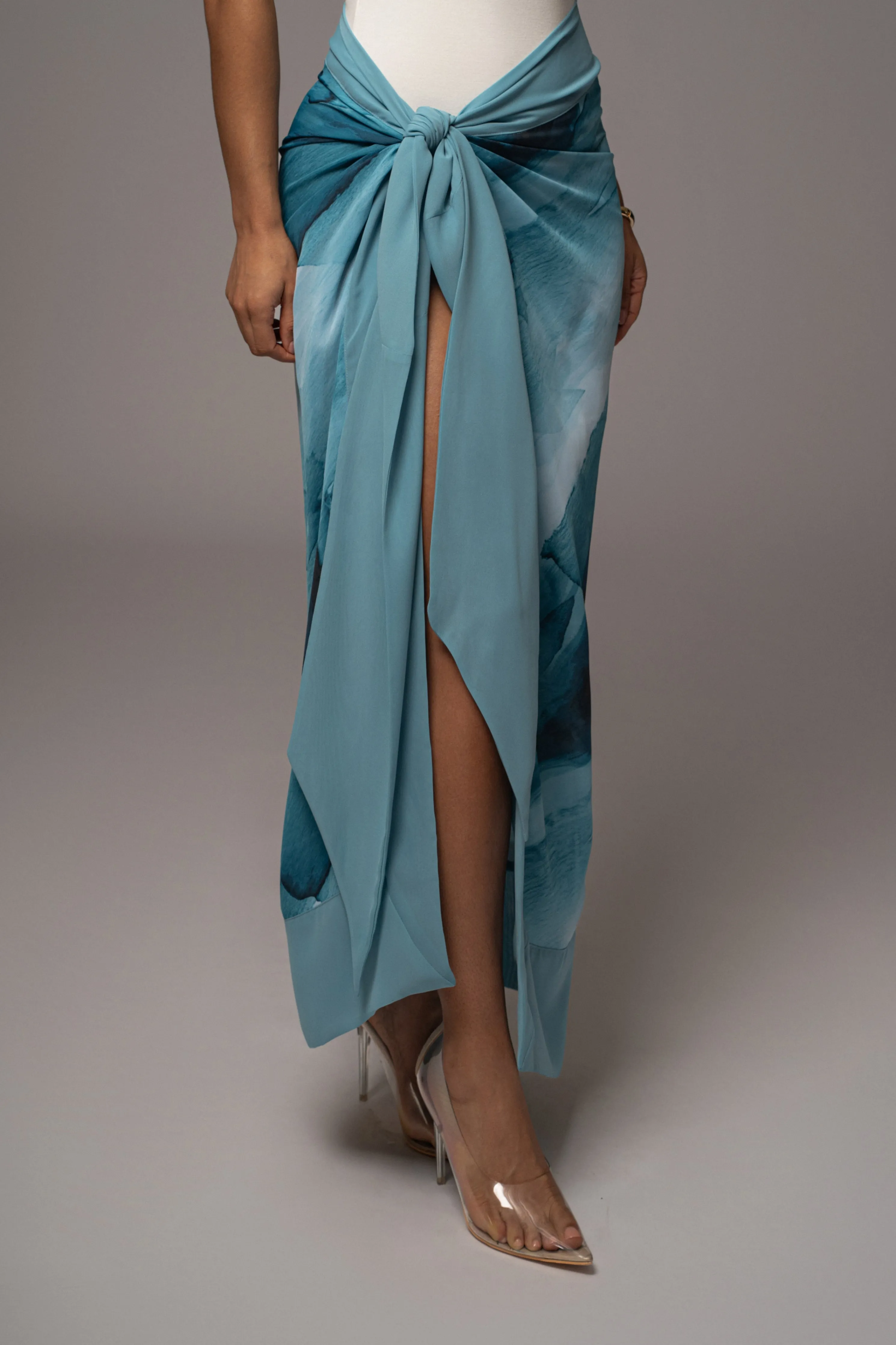 Blue Abstract Marine Print Sarong