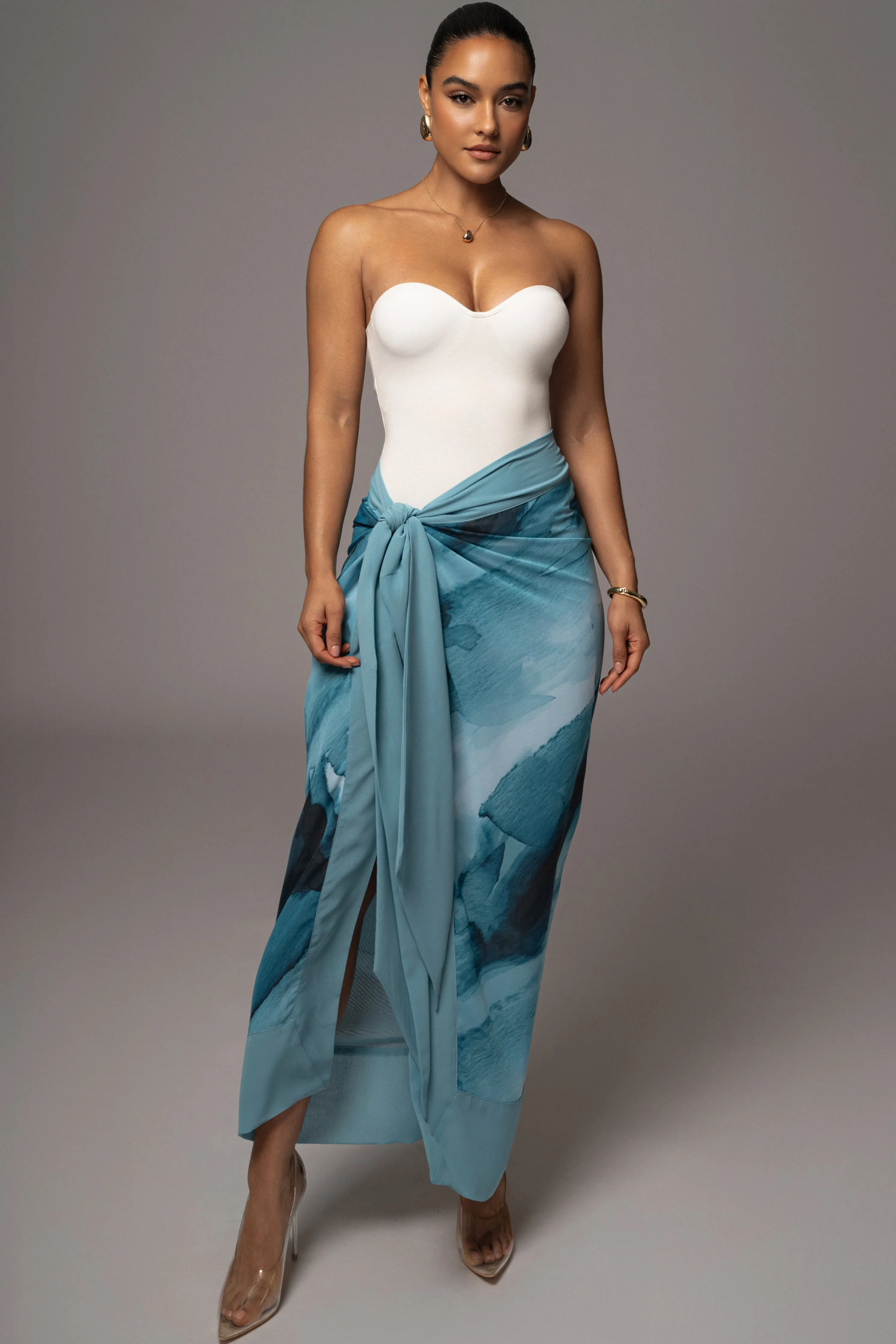 Blue Abstract Marine Print Sarong