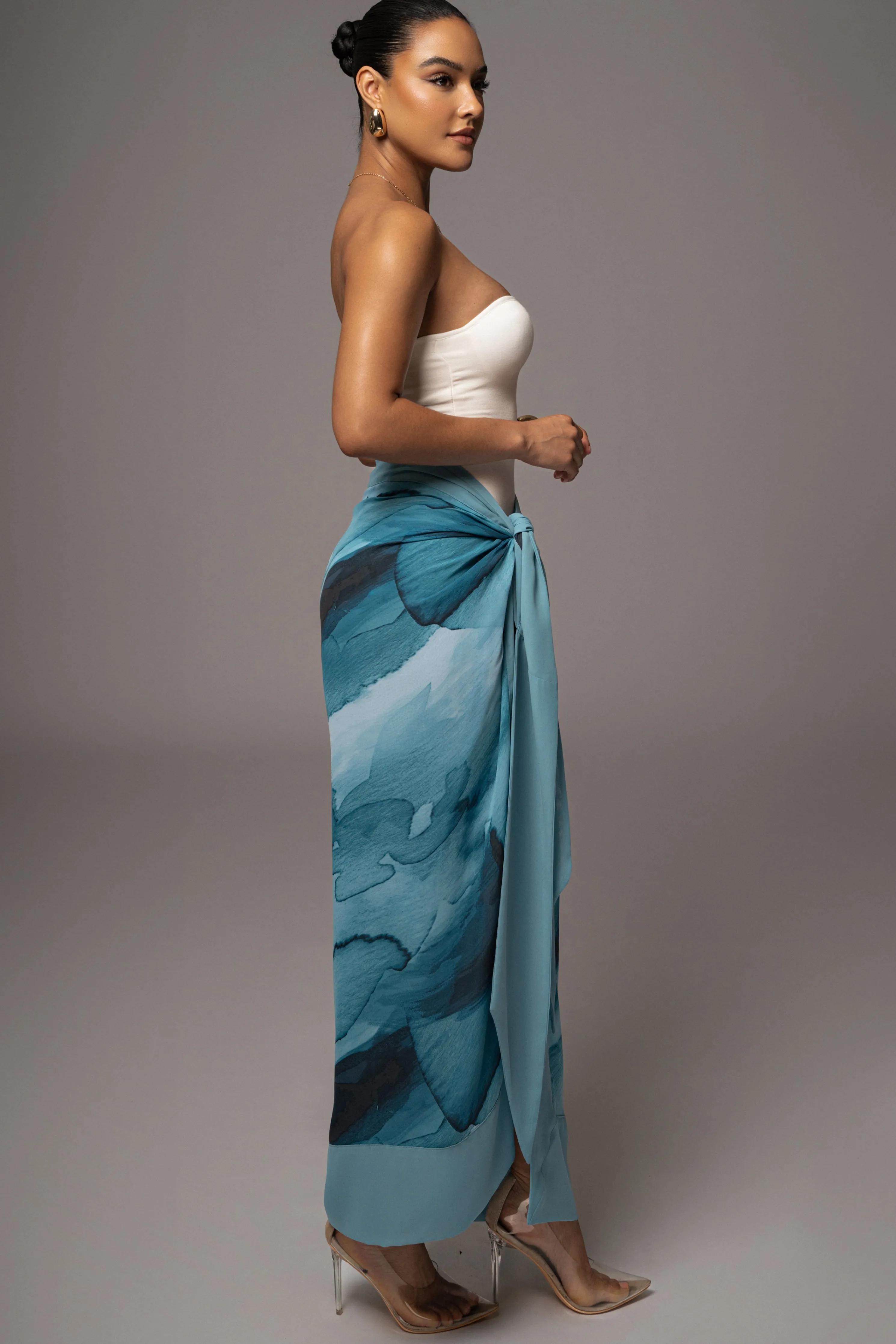 Blue Abstract Marine Print Sarong