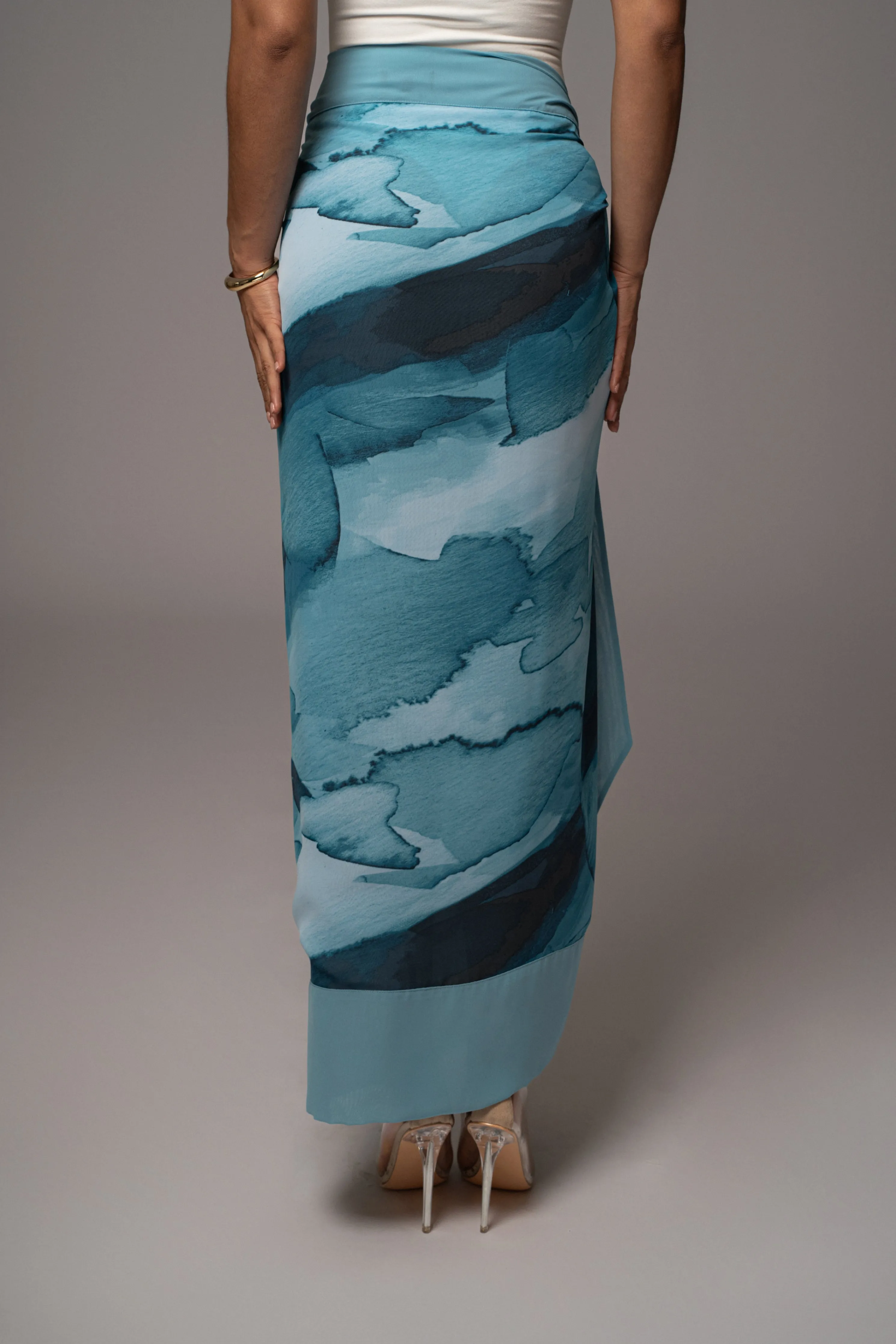 Blue Abstract Marine Print Sarong