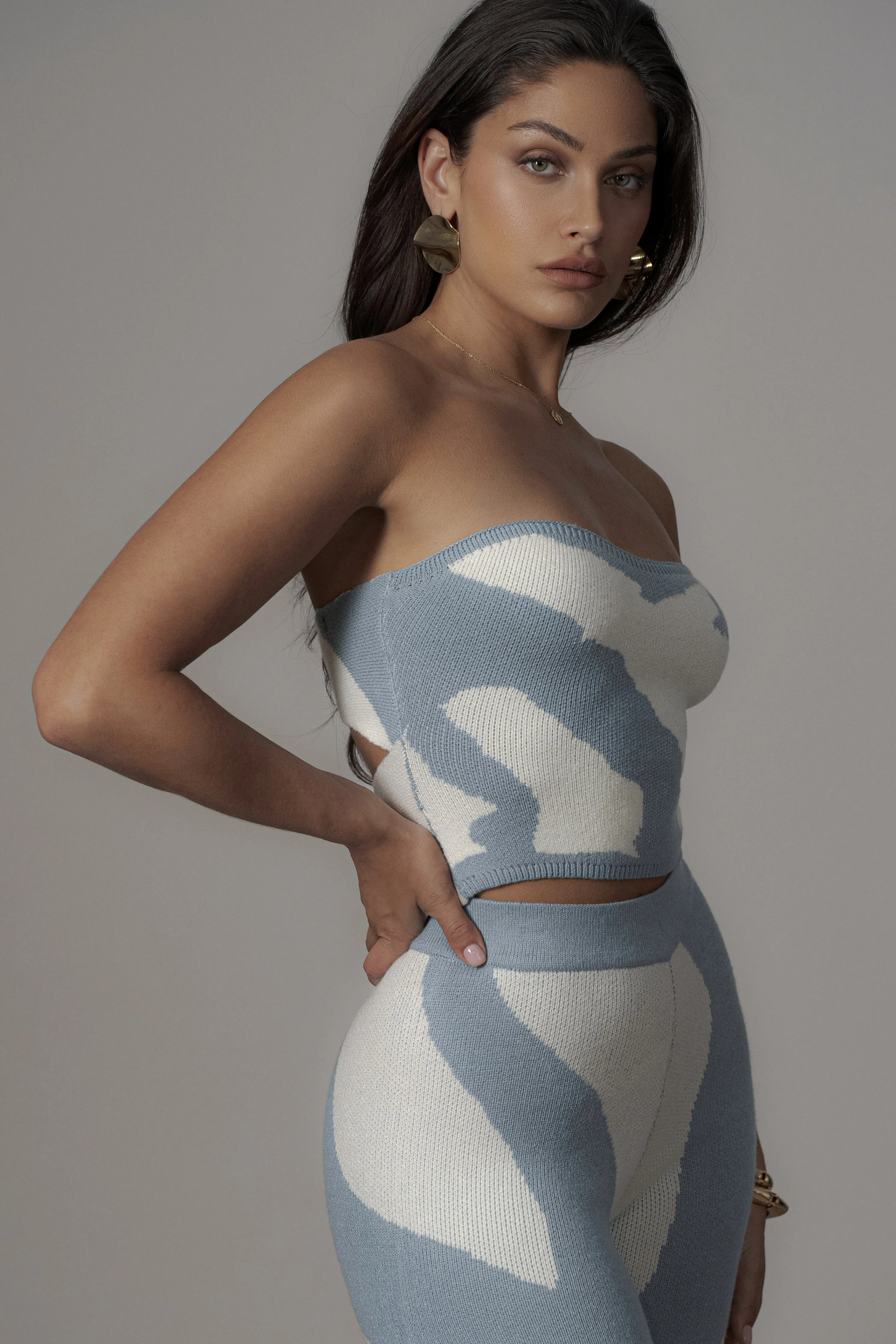 Blue Abstract Tropic Oasis Top