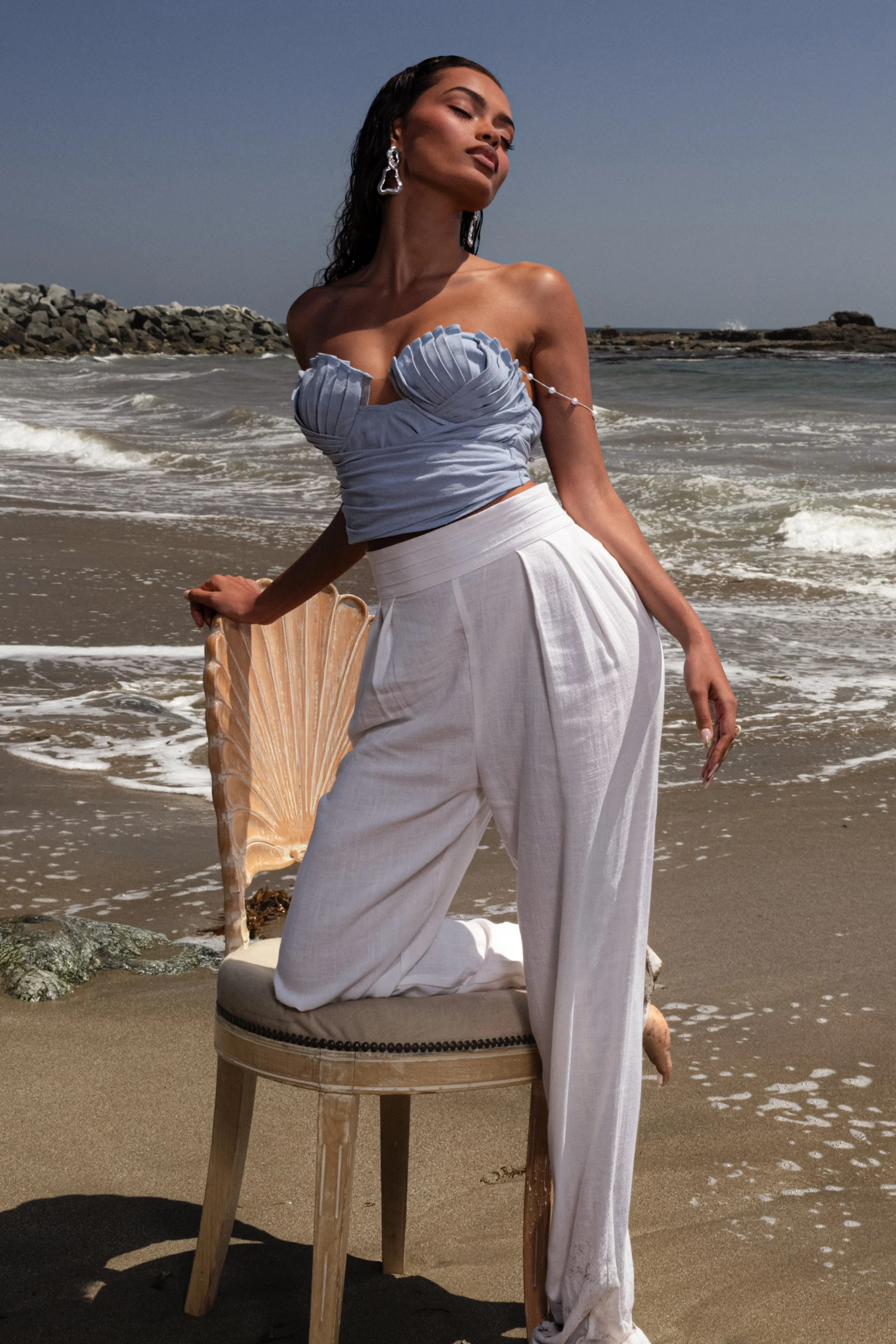 Blue Arielle Bustier Top