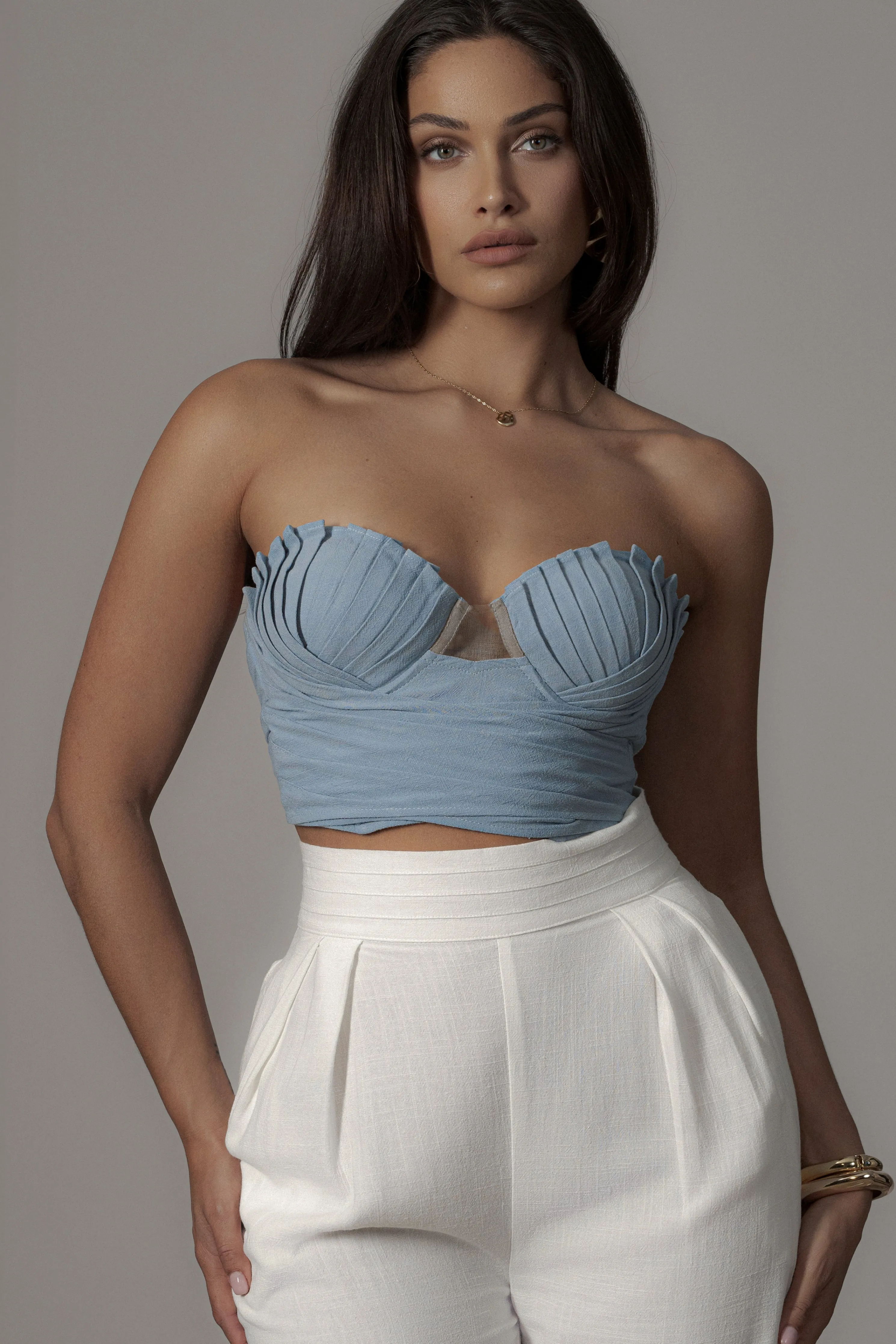 Blue Arielle Bustier Top
