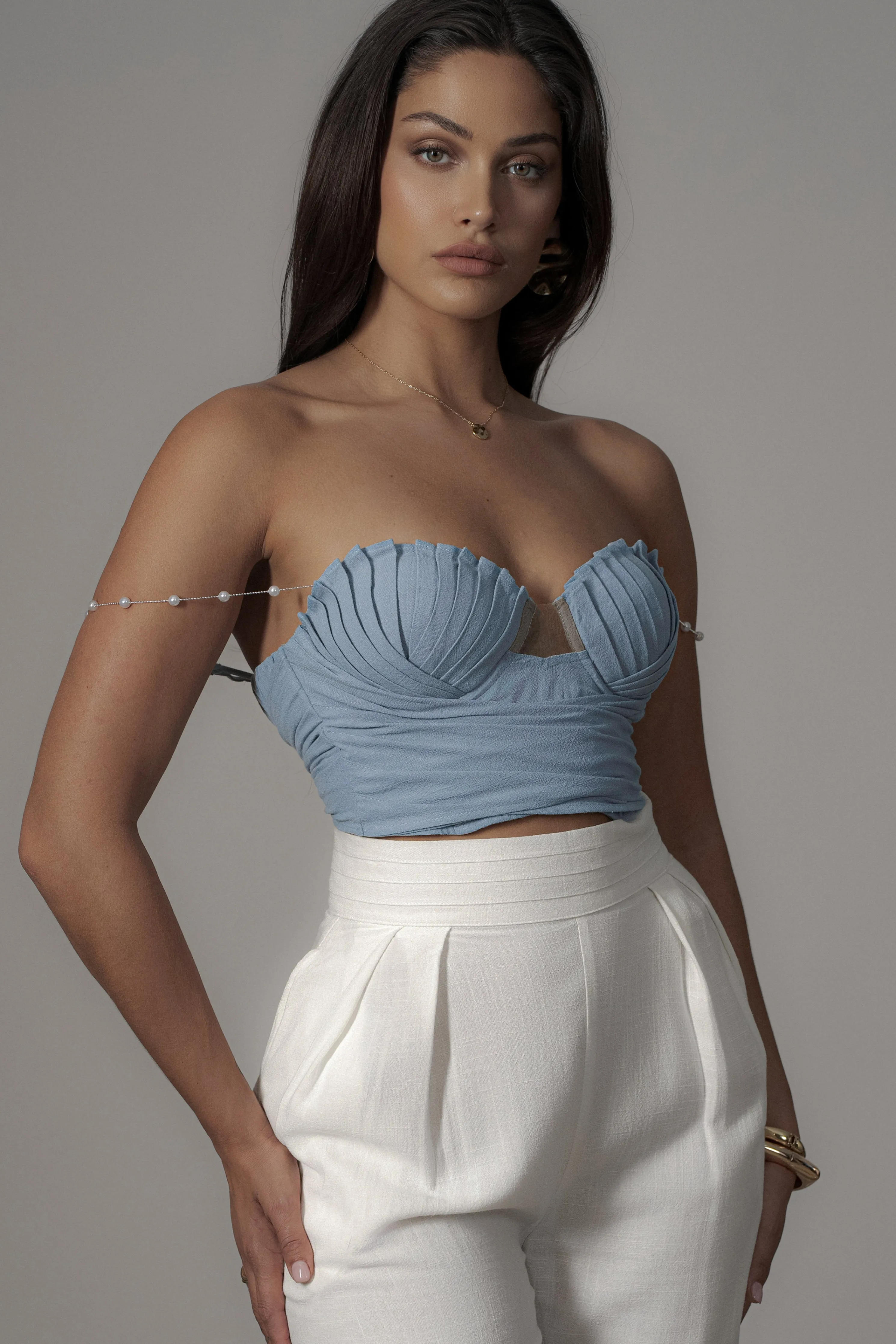 Blue Arielle Bustier Top