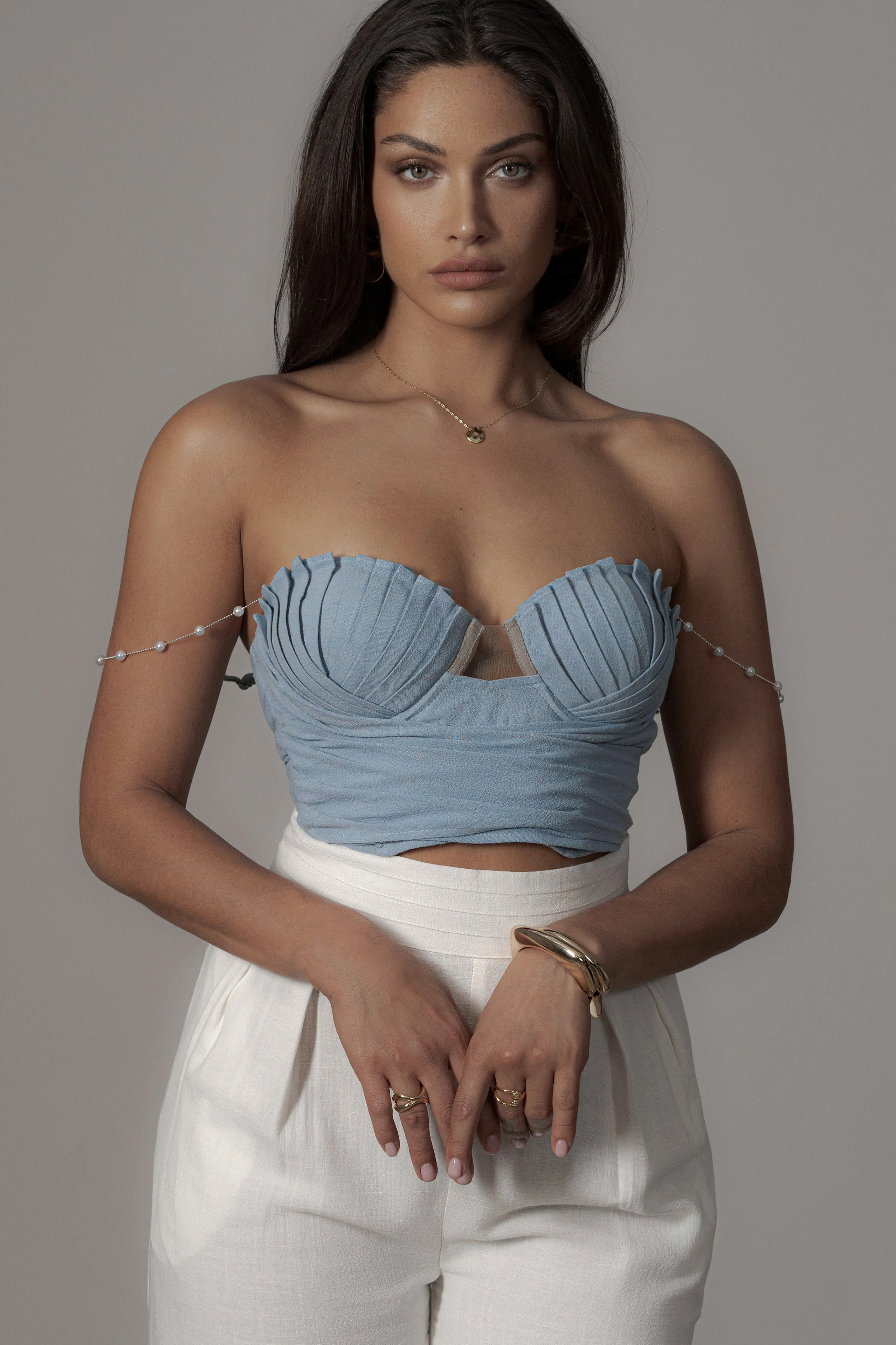 Blue Arielle Bustier Top