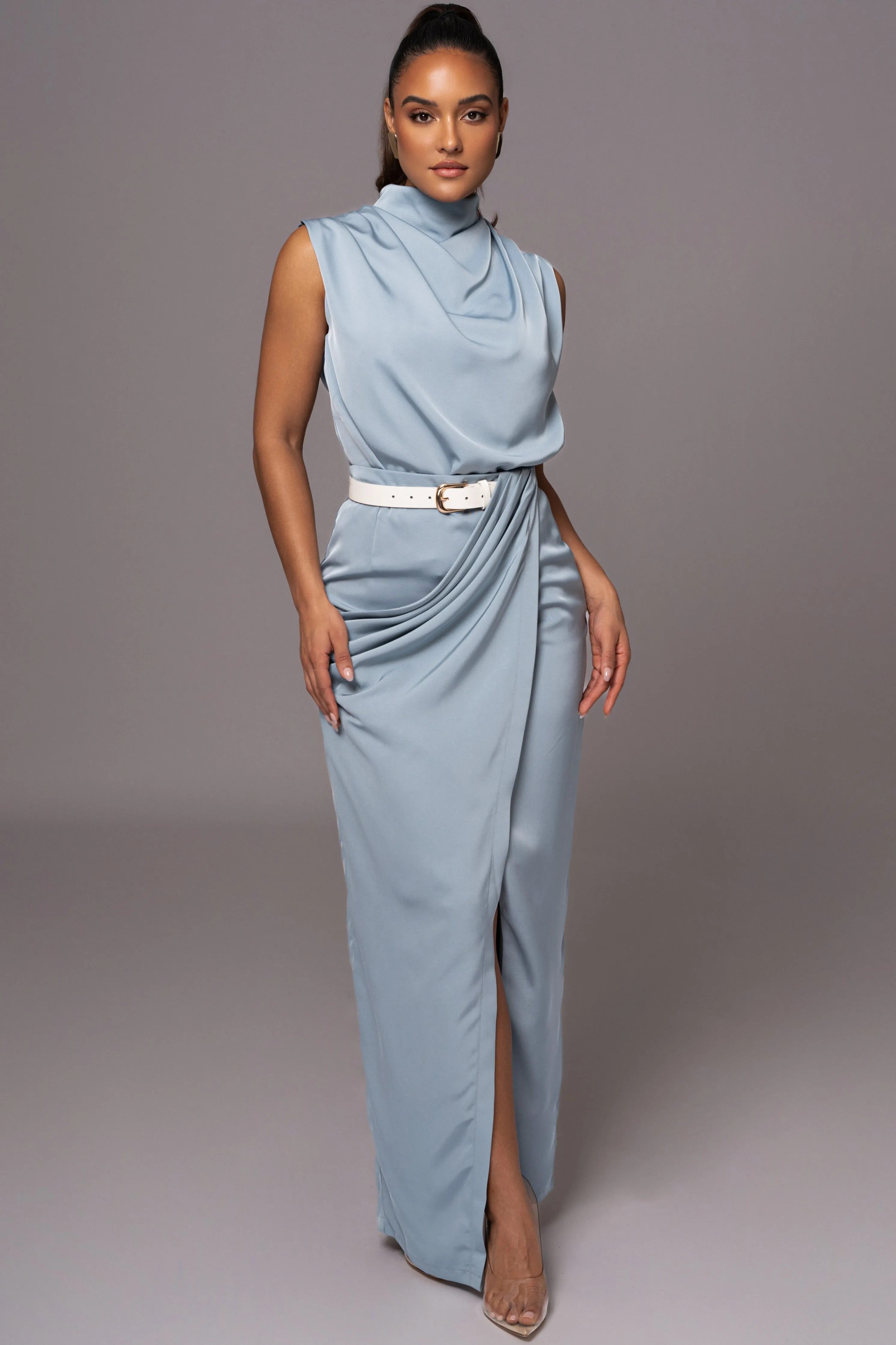 Blue Desiree Mock Neck Top