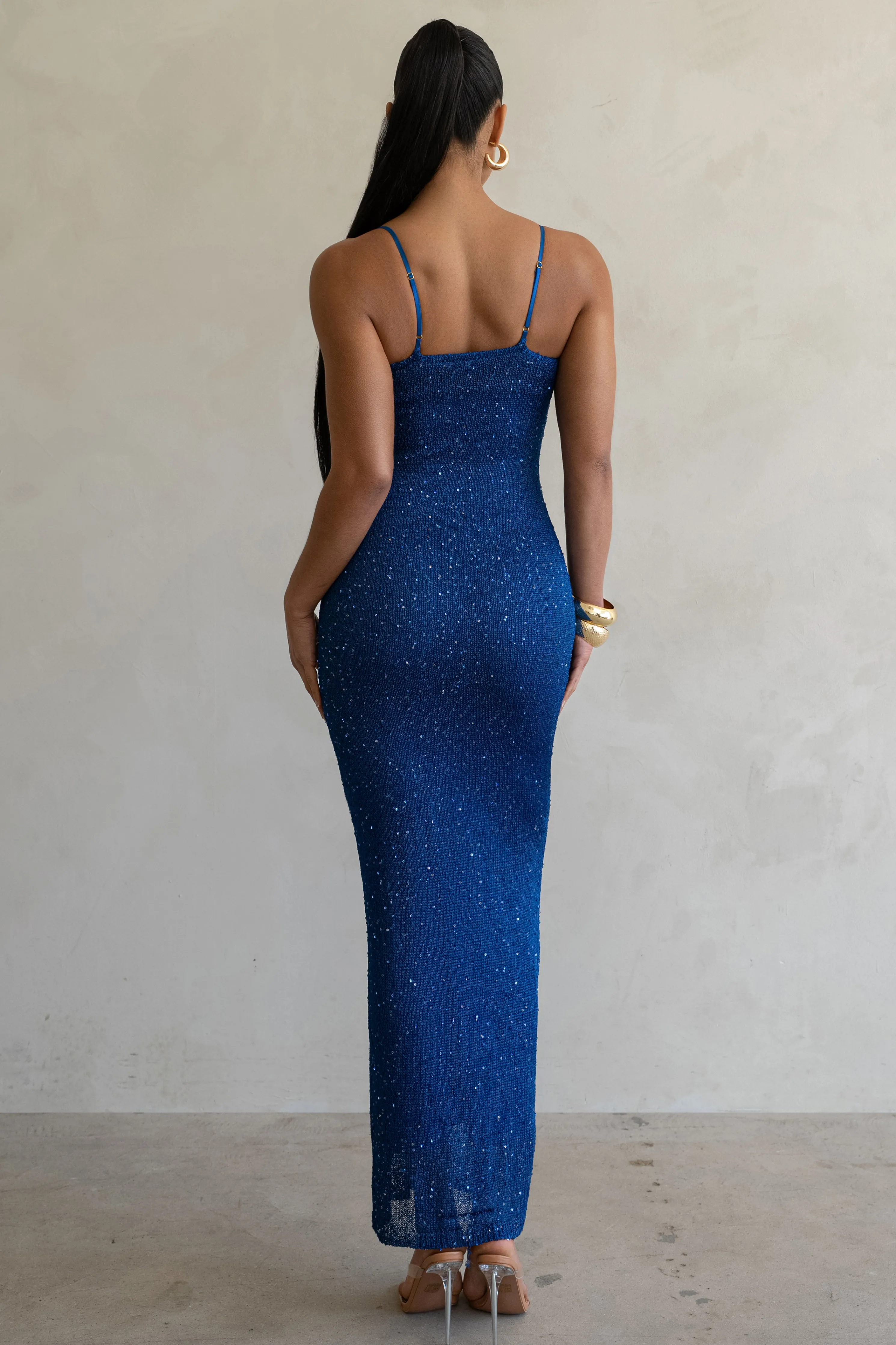 Blue Noemie Sequin Maxi Dress