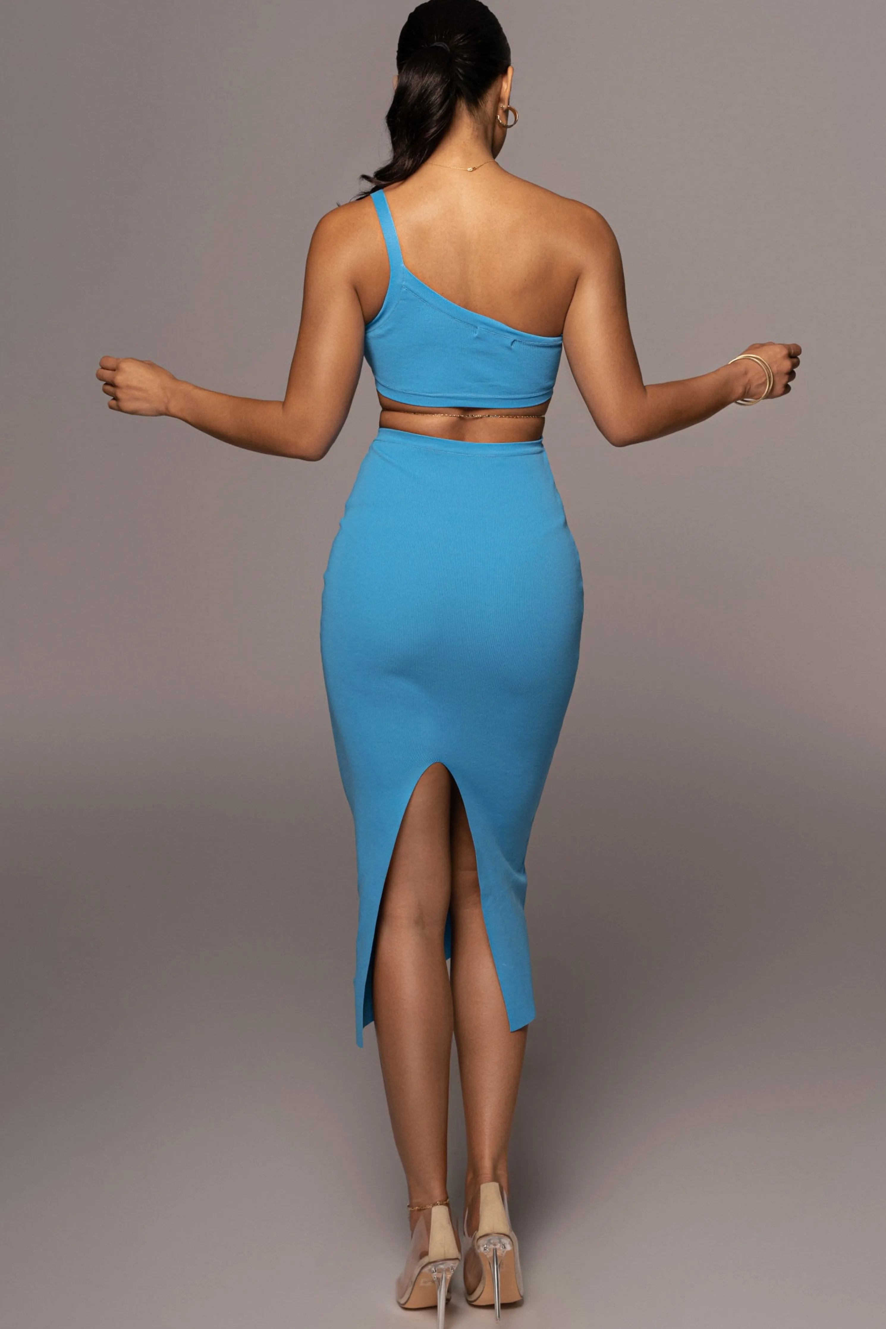 Blue Ruth One Shoulder Dress