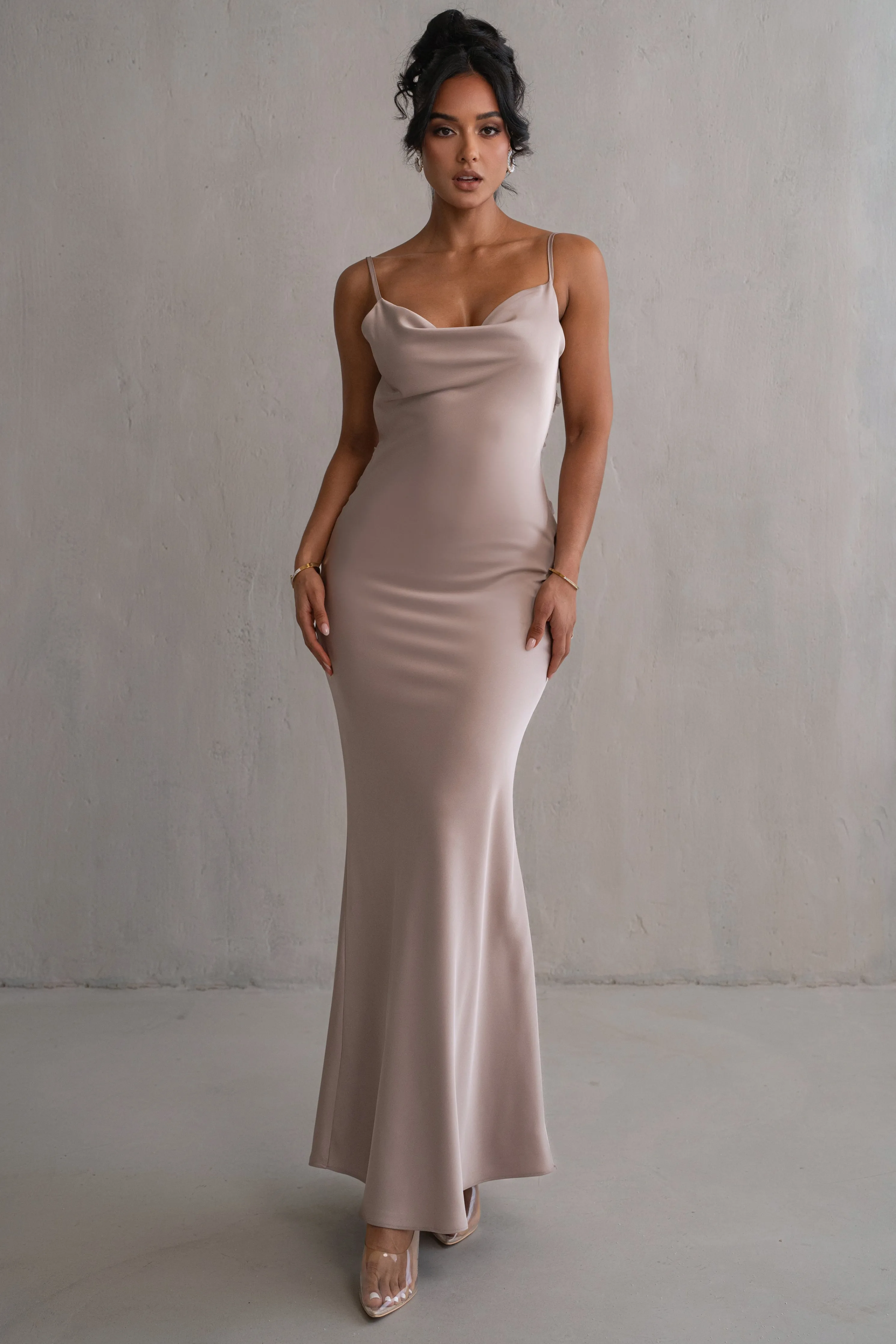 Bronze Down The Aisle Satin Gown