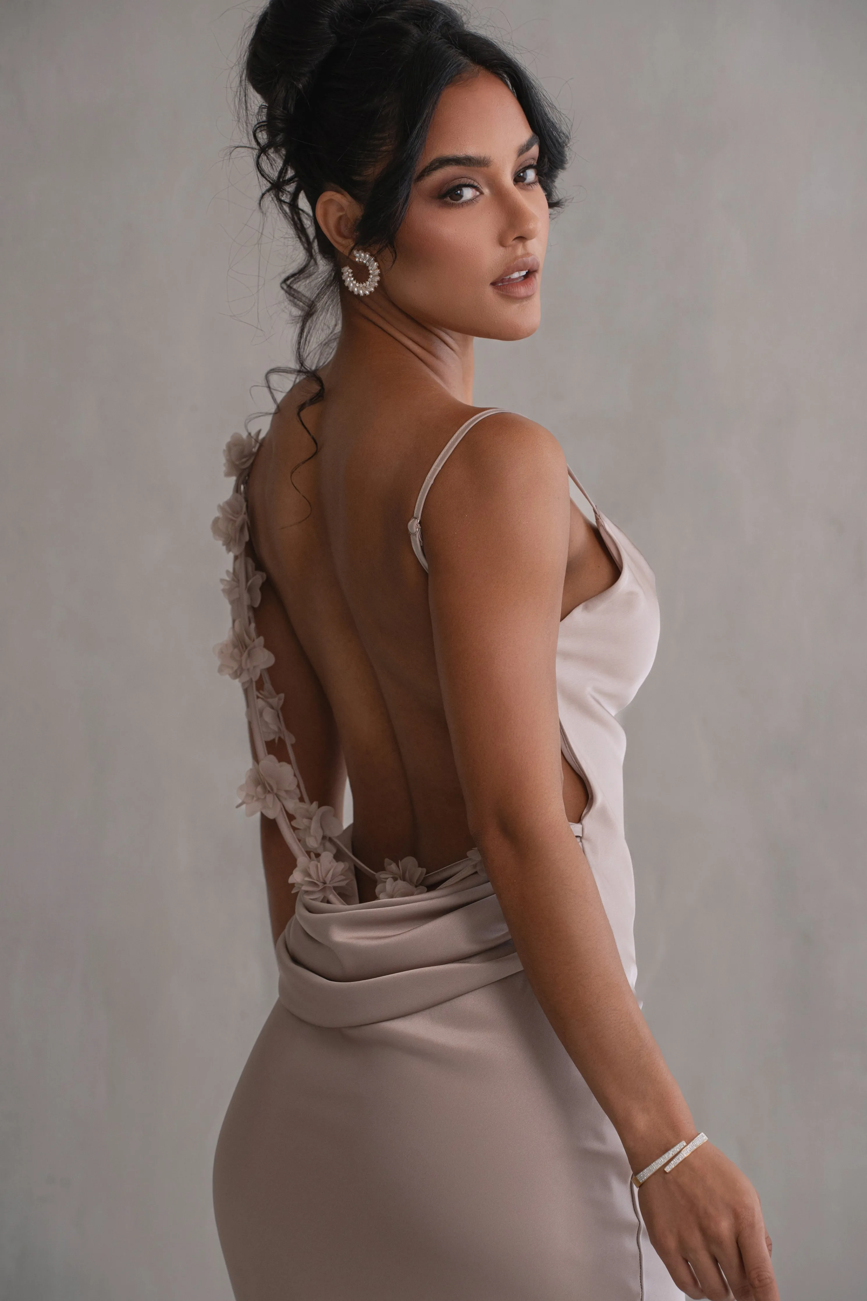 Bronze Down The Aisle Satin Gown