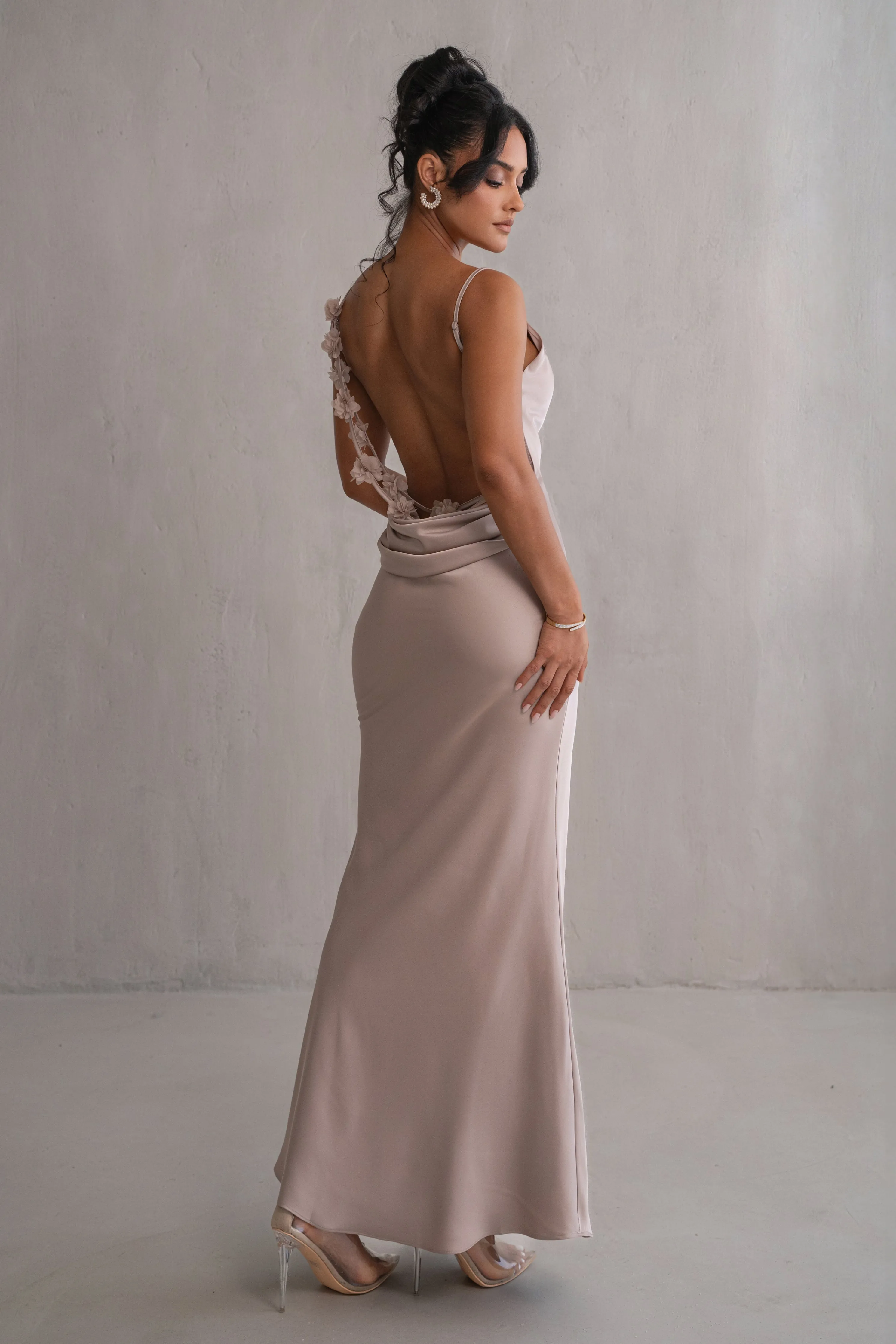 Bronze Down The Aisle Satin Gown