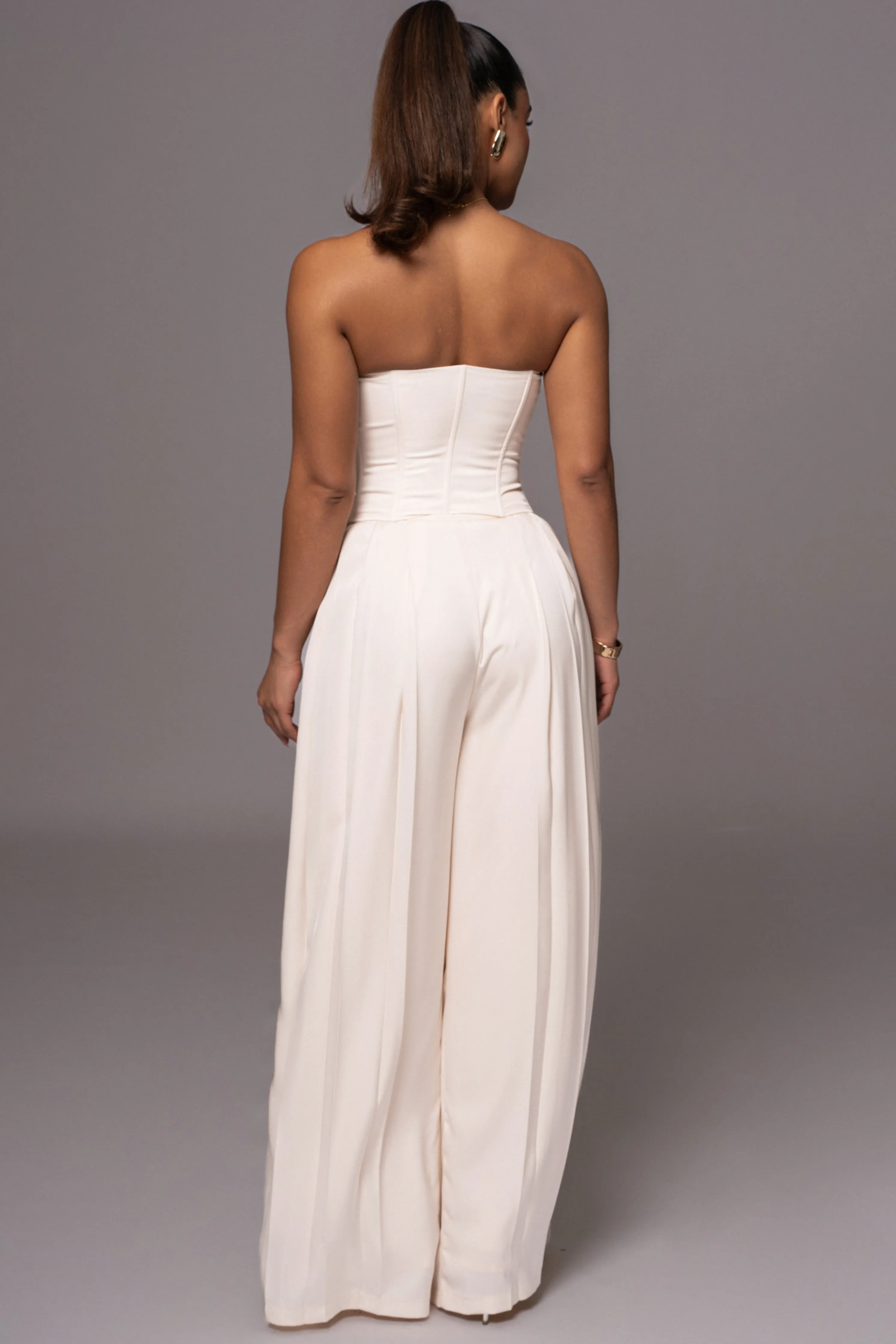 Buttercream Clara Wide Leg Pleated Trousers