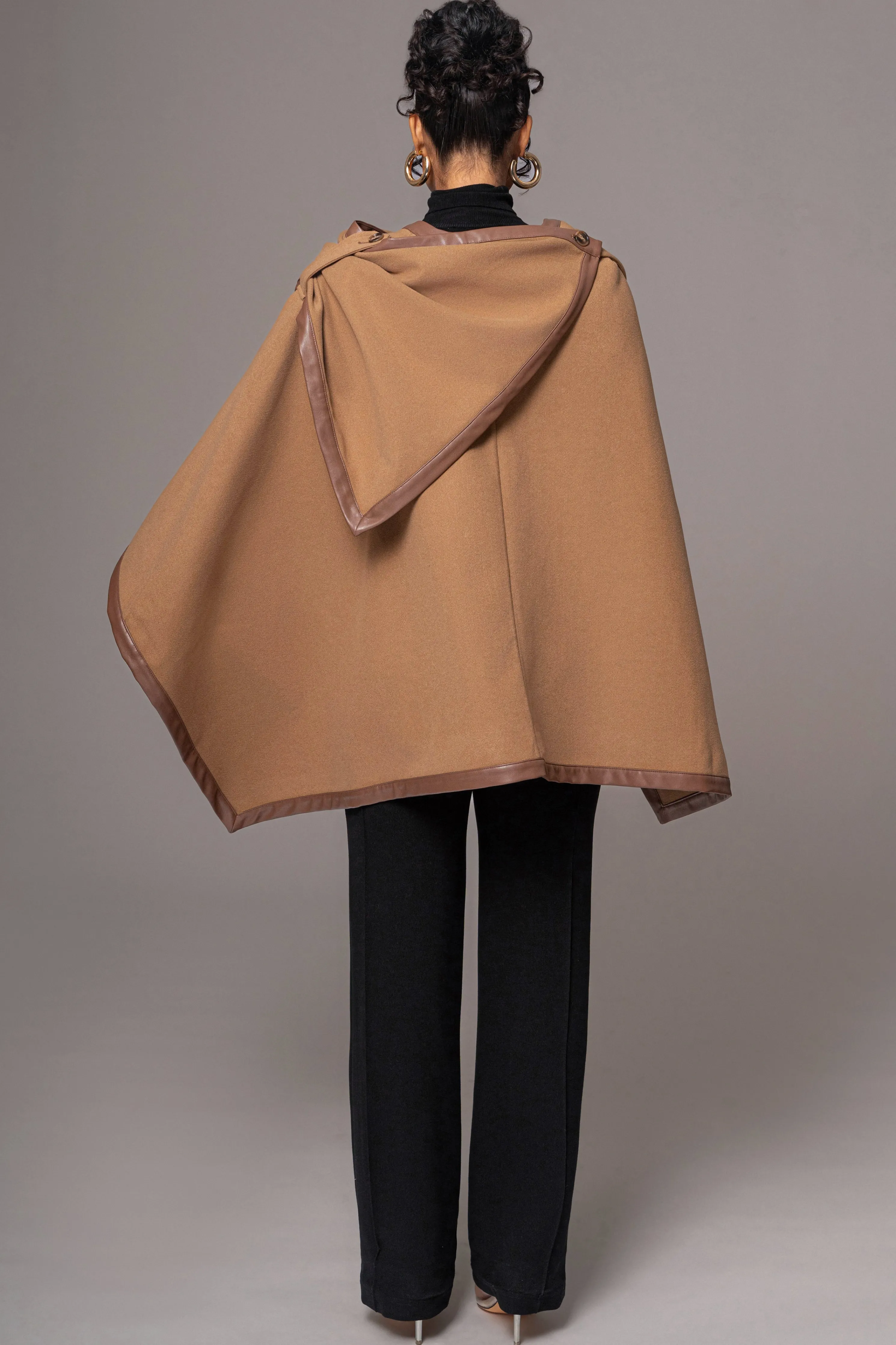 Camel Felt And Faux Leather Shawl
