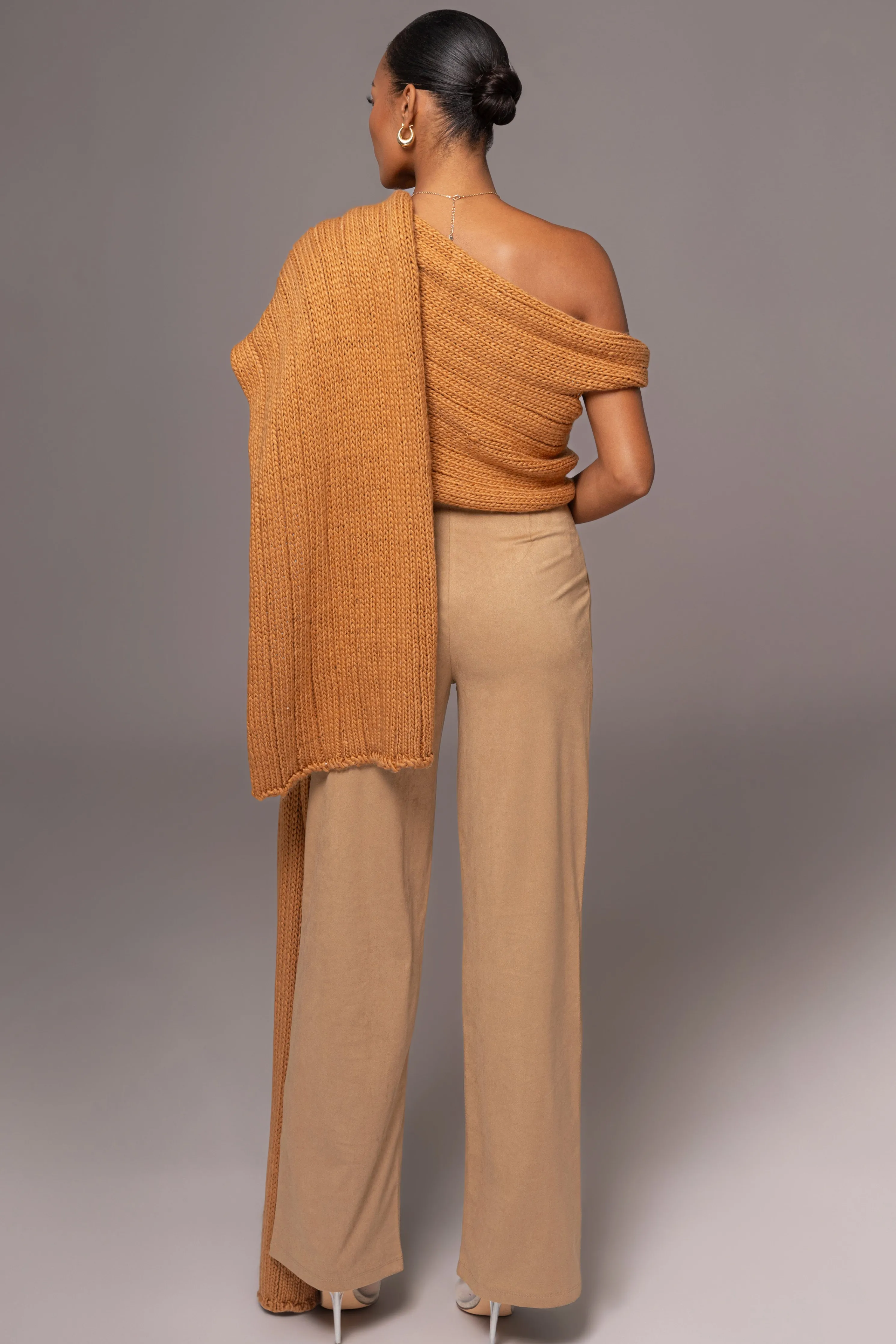 Camel Soft Life Cable Knit Sweater Top