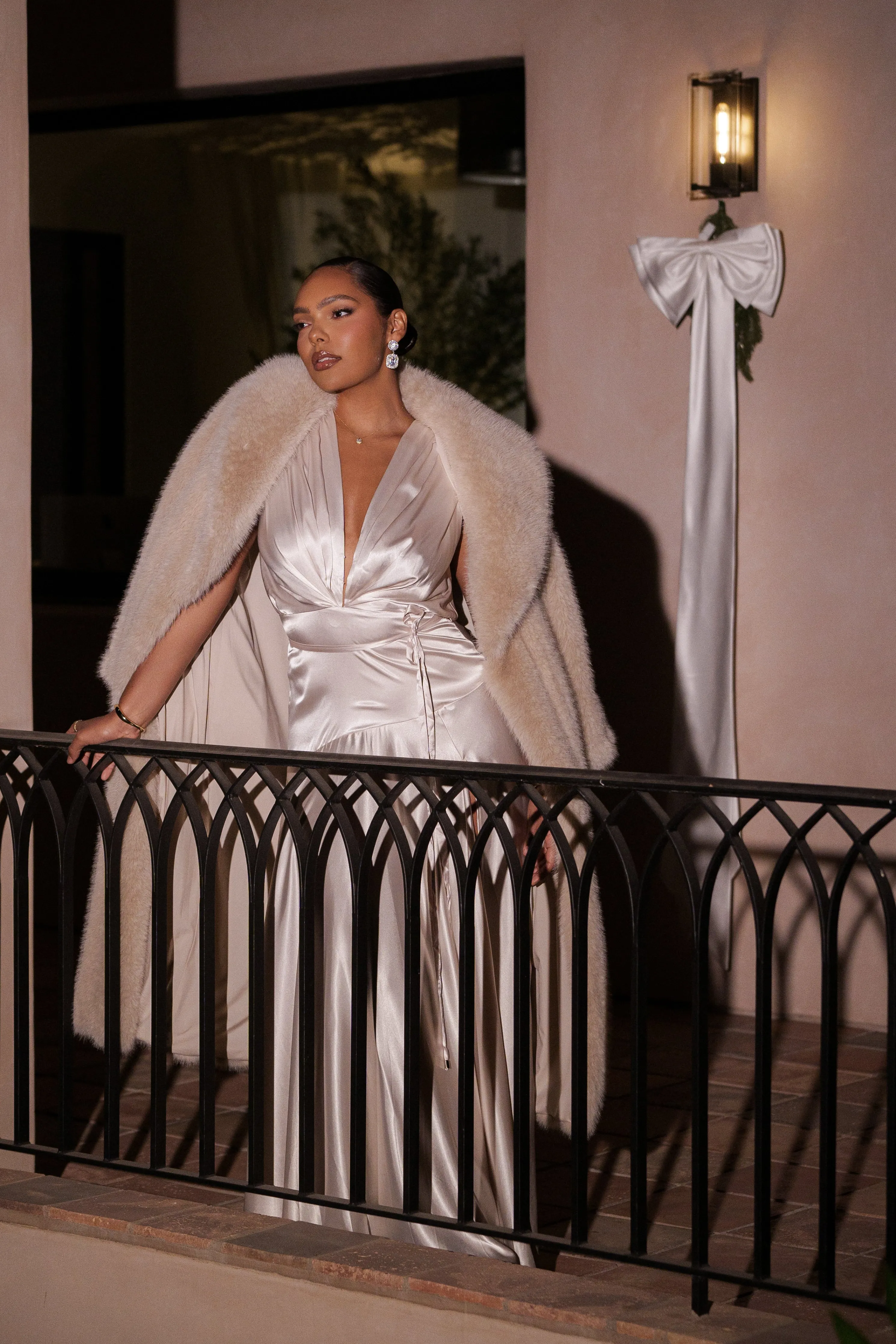 Champagne Amalia Satin Maxi Dress