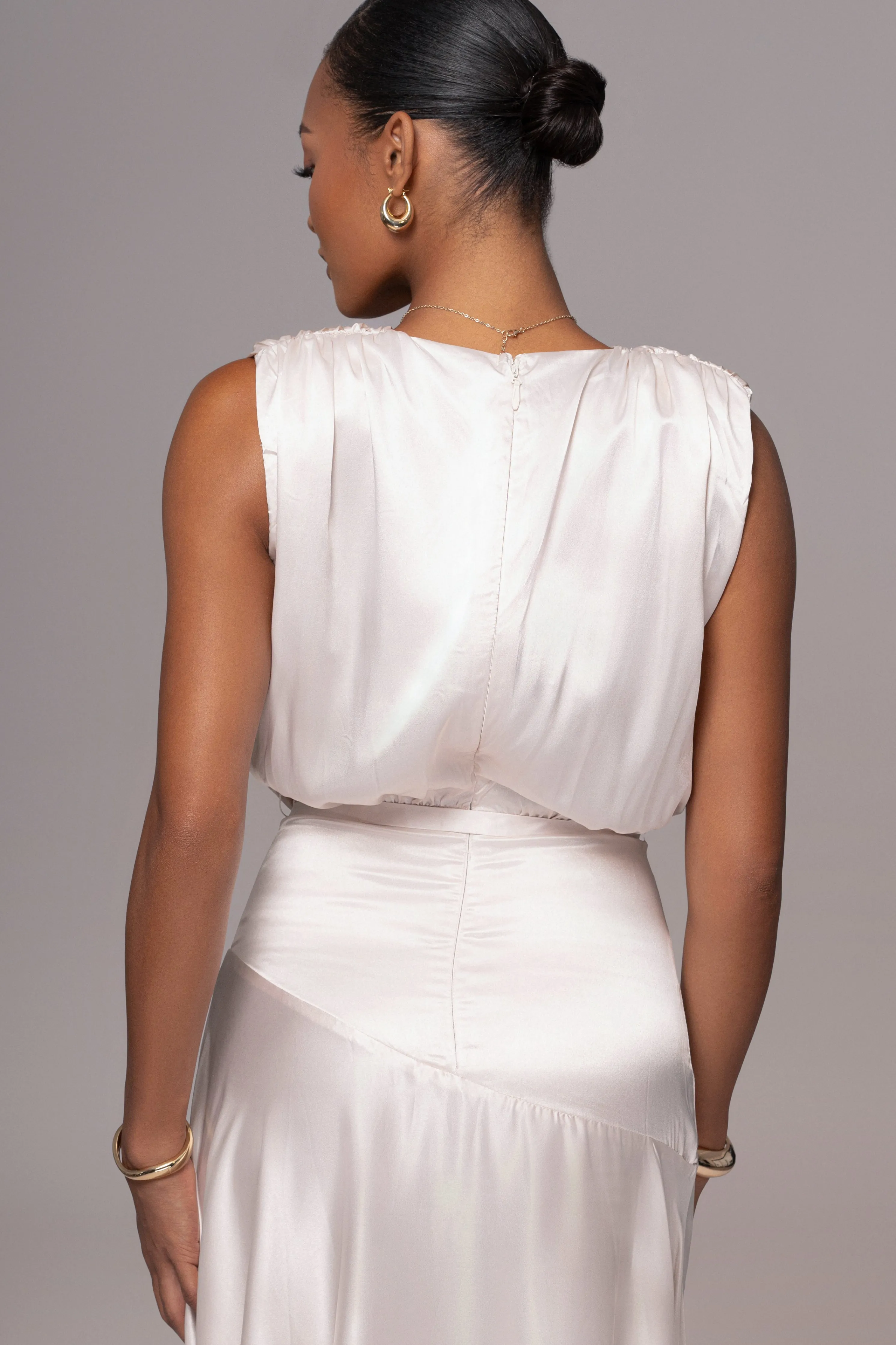 Champagne Amalia Satin Maxi Dress