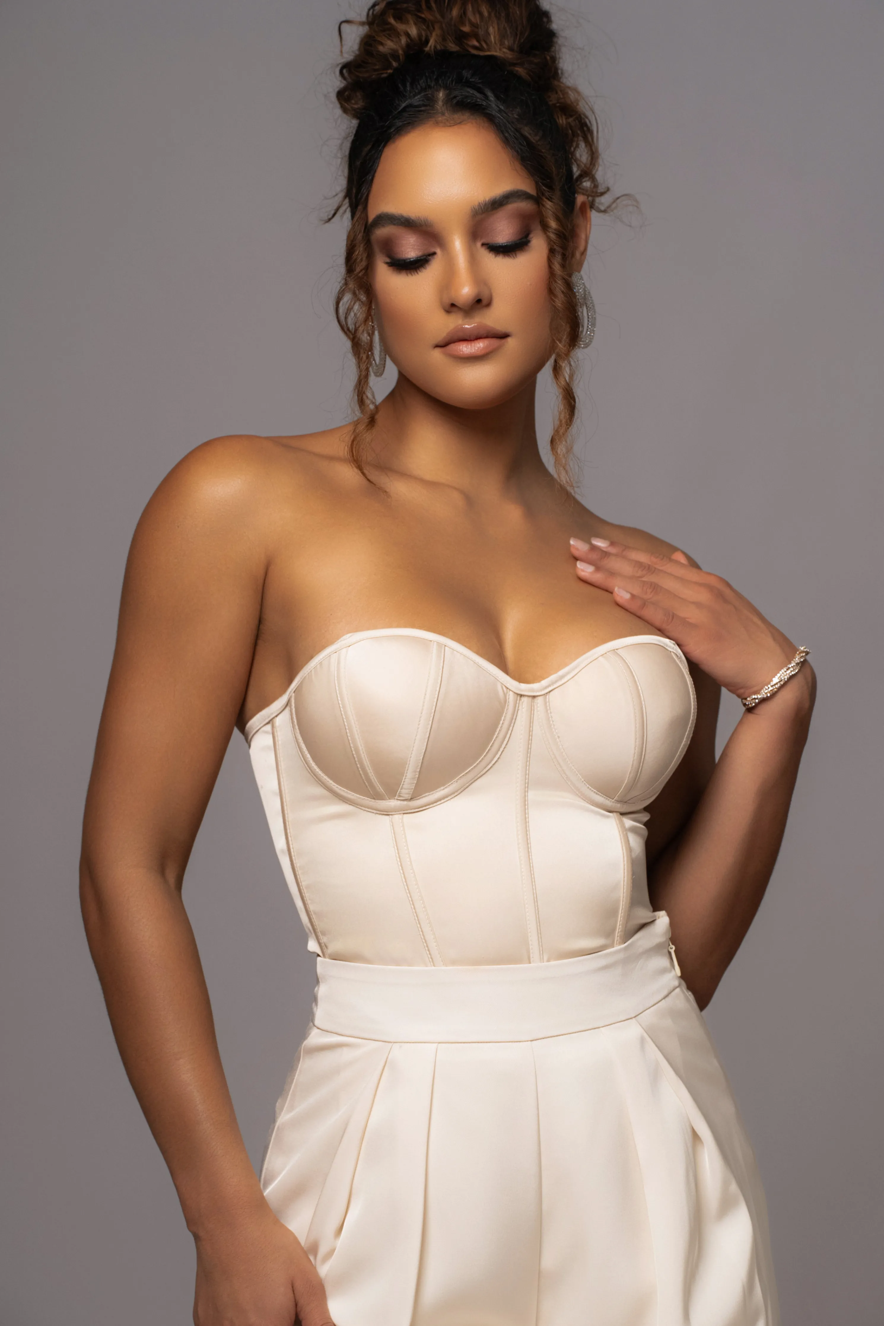 Champagne Leo Matte Satin Bustier