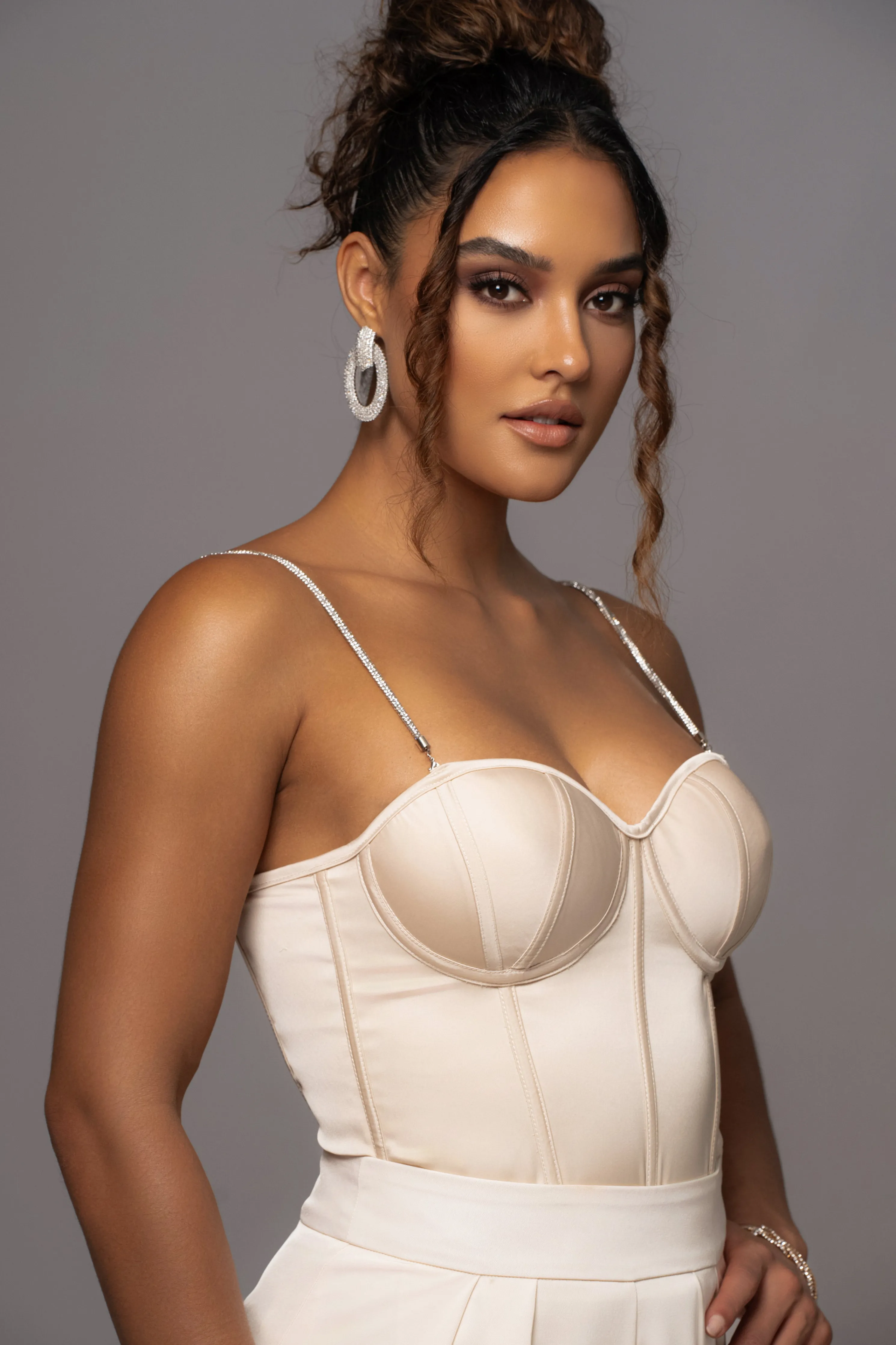 Champagne Leo Matte Satin Bustier