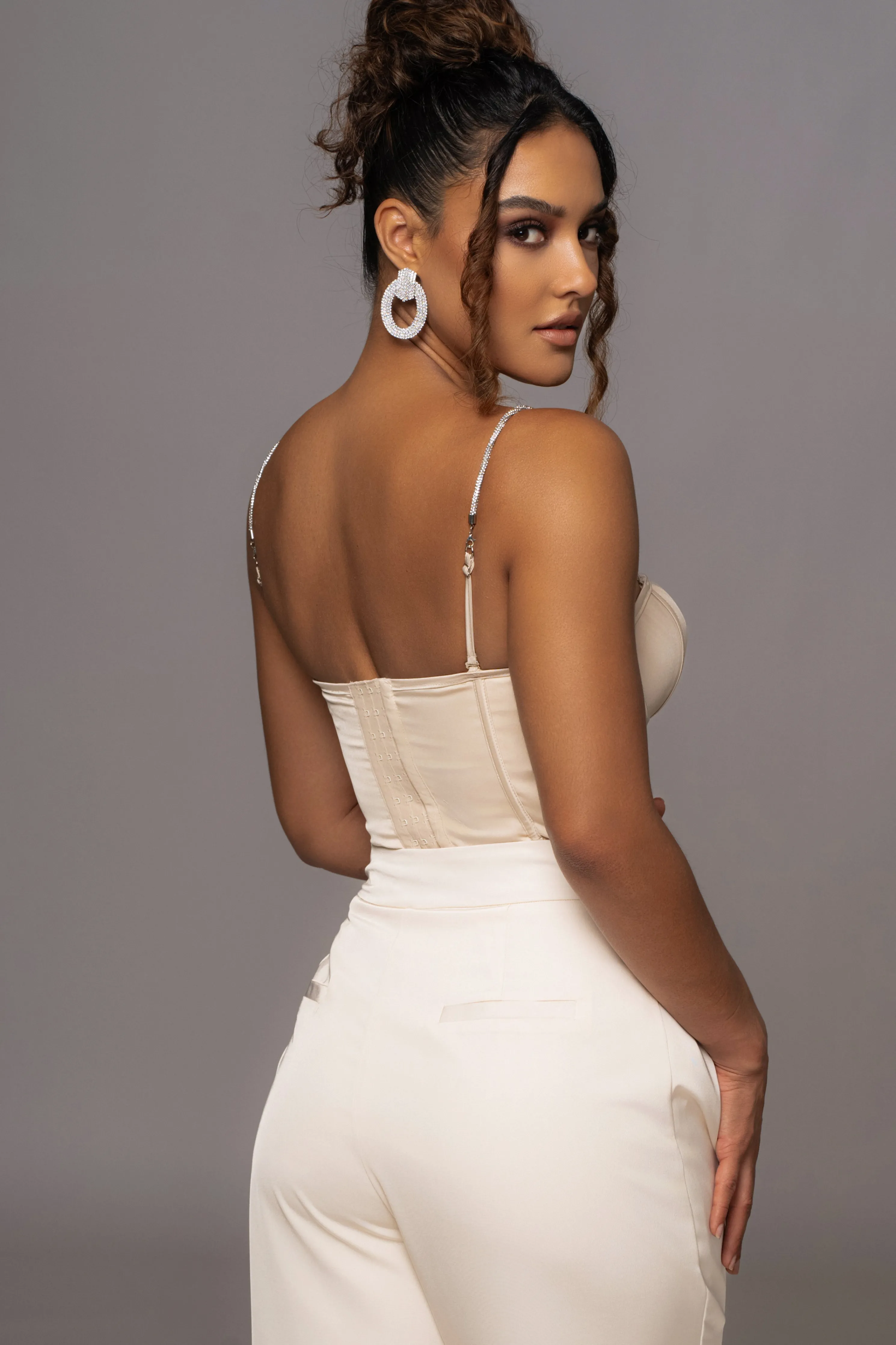 Champagne Leo Matte Satin Bustier