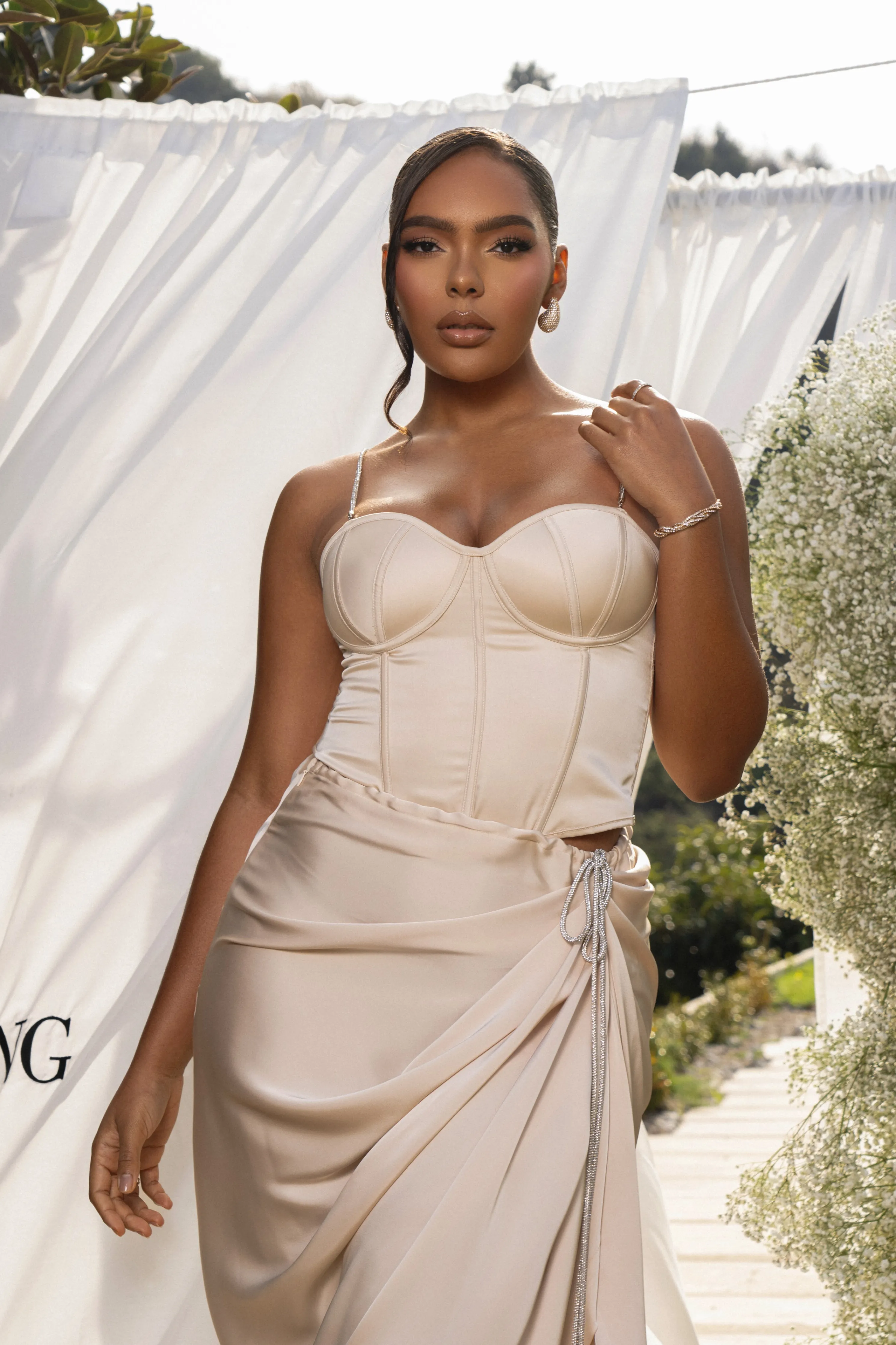 Champagne Leo Matte Satin Bustier