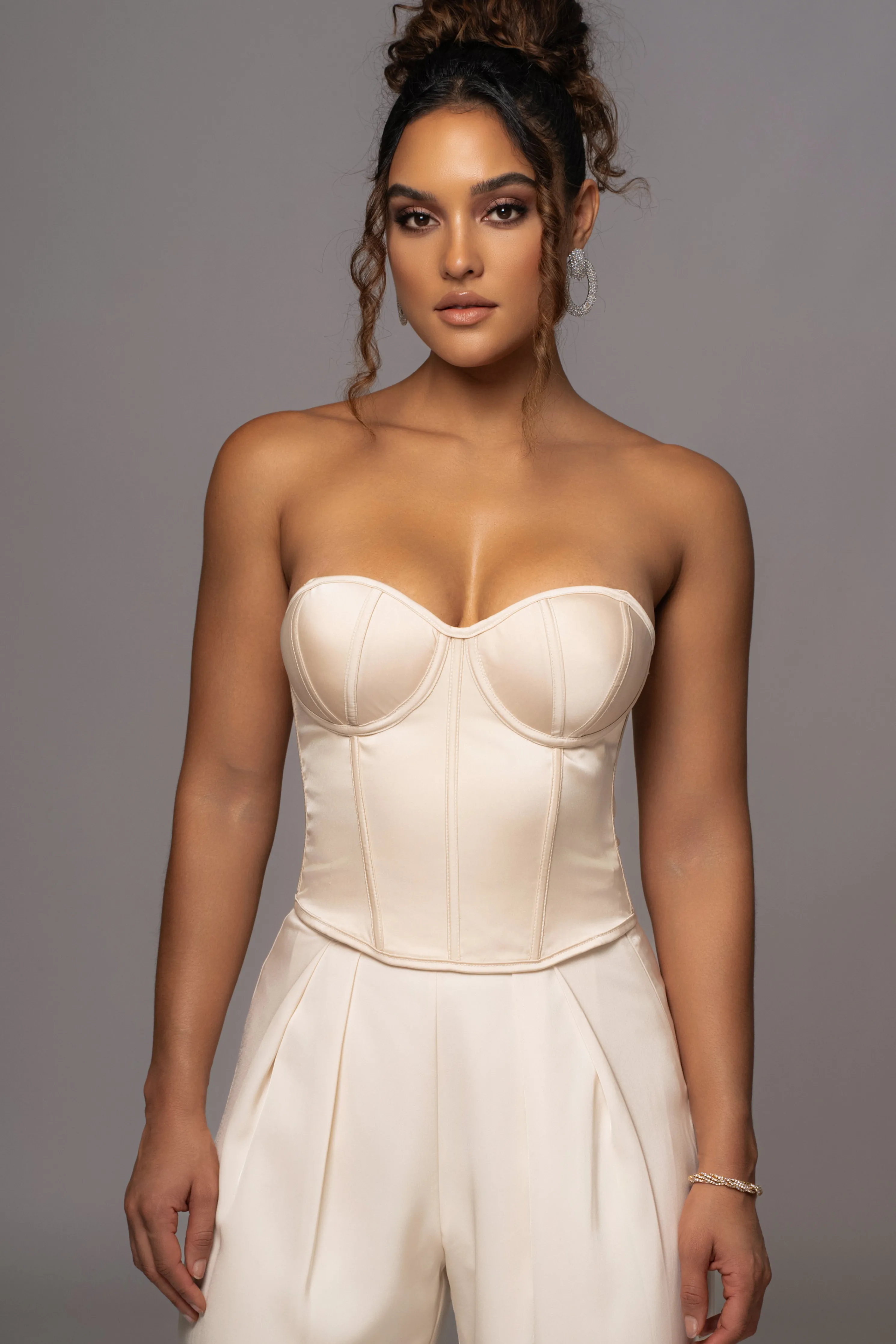 Champagne Leo Matte Satin Bustier