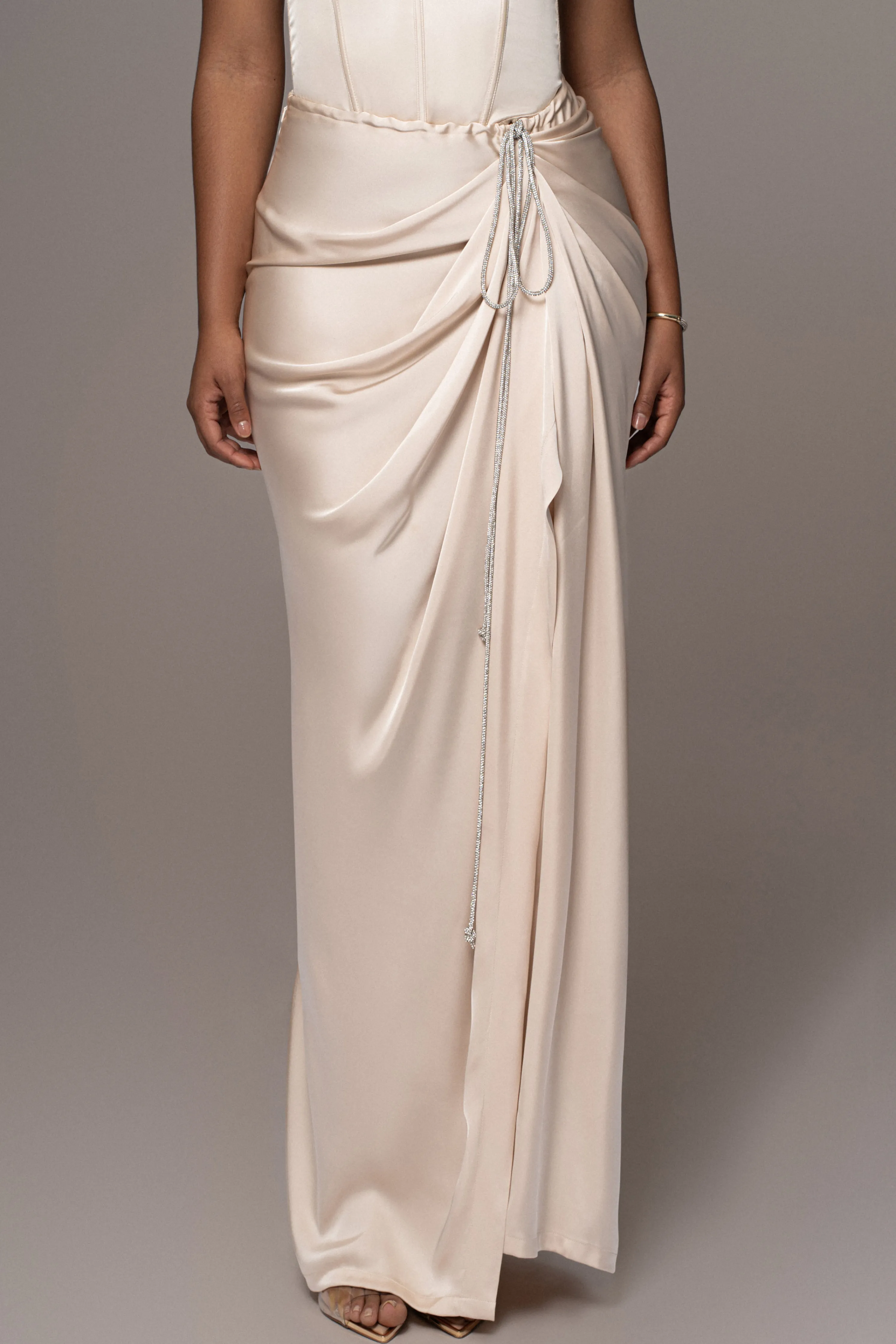 Champagne Olea Satin Skirt