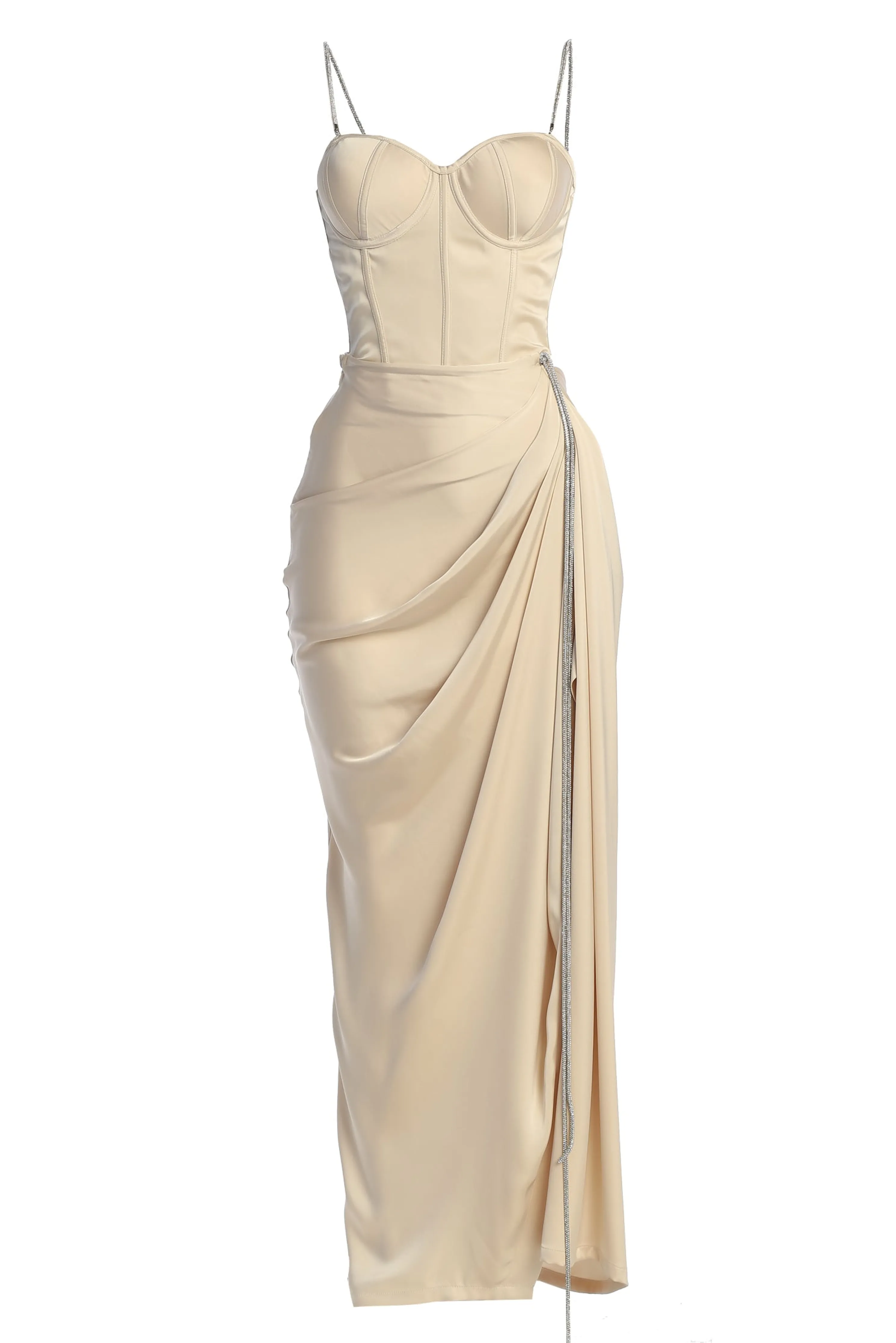 Champagne Olea Satin Skirt