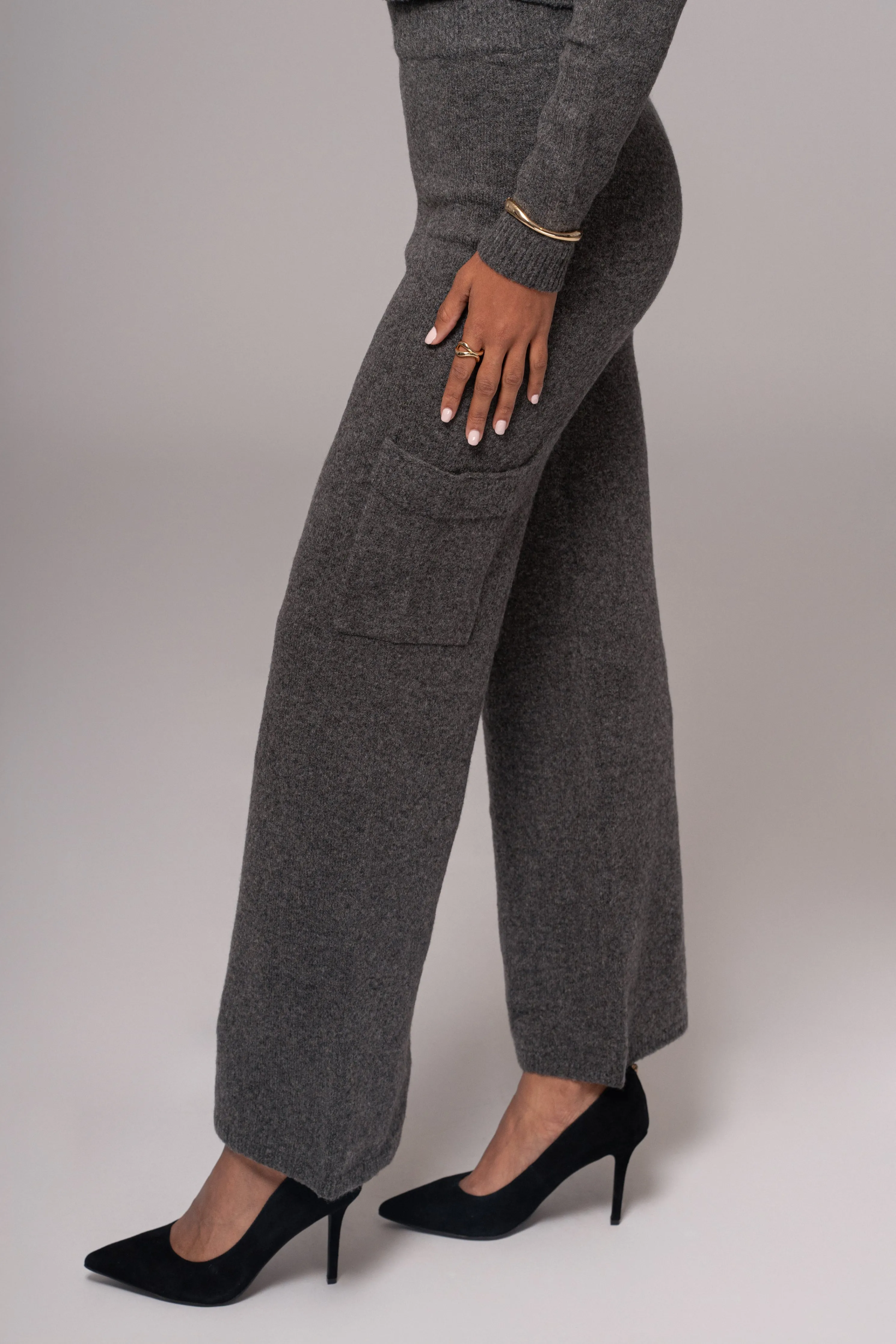 Charcoal Chelsey Knit Pant Set