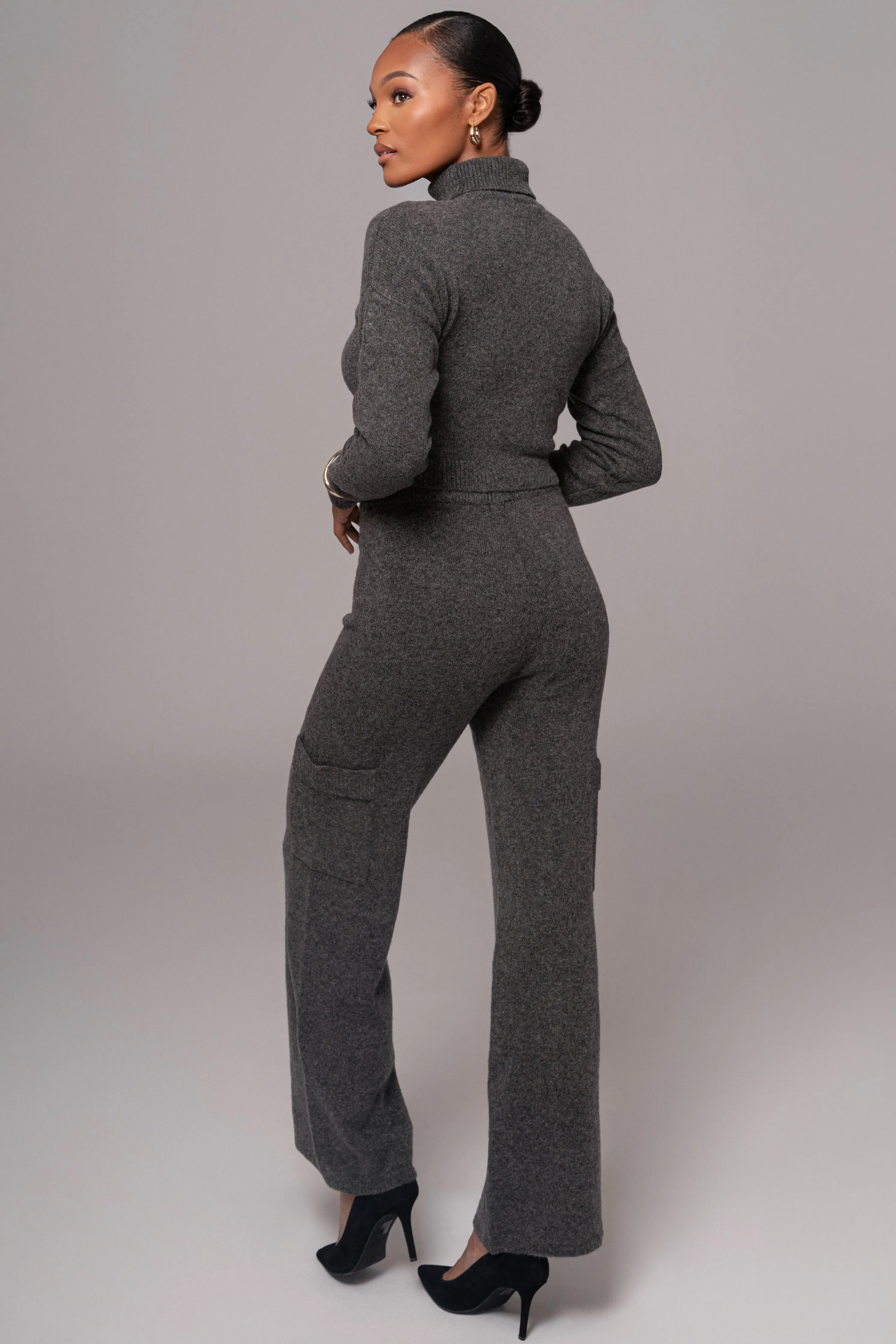 Charcoal Chelsey Knit Pant Set