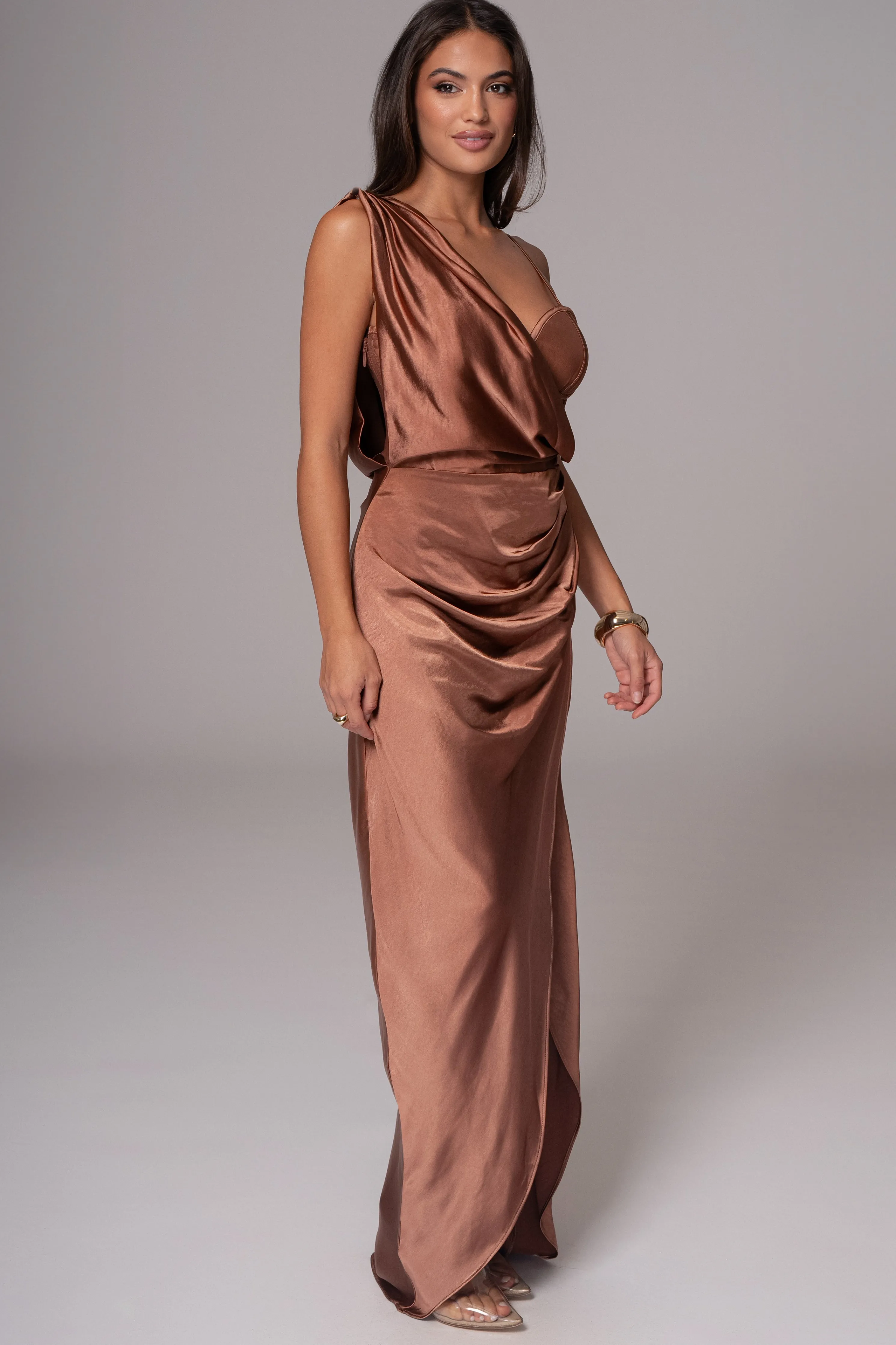 Chocolate Anastacia Drape Maxi Dress