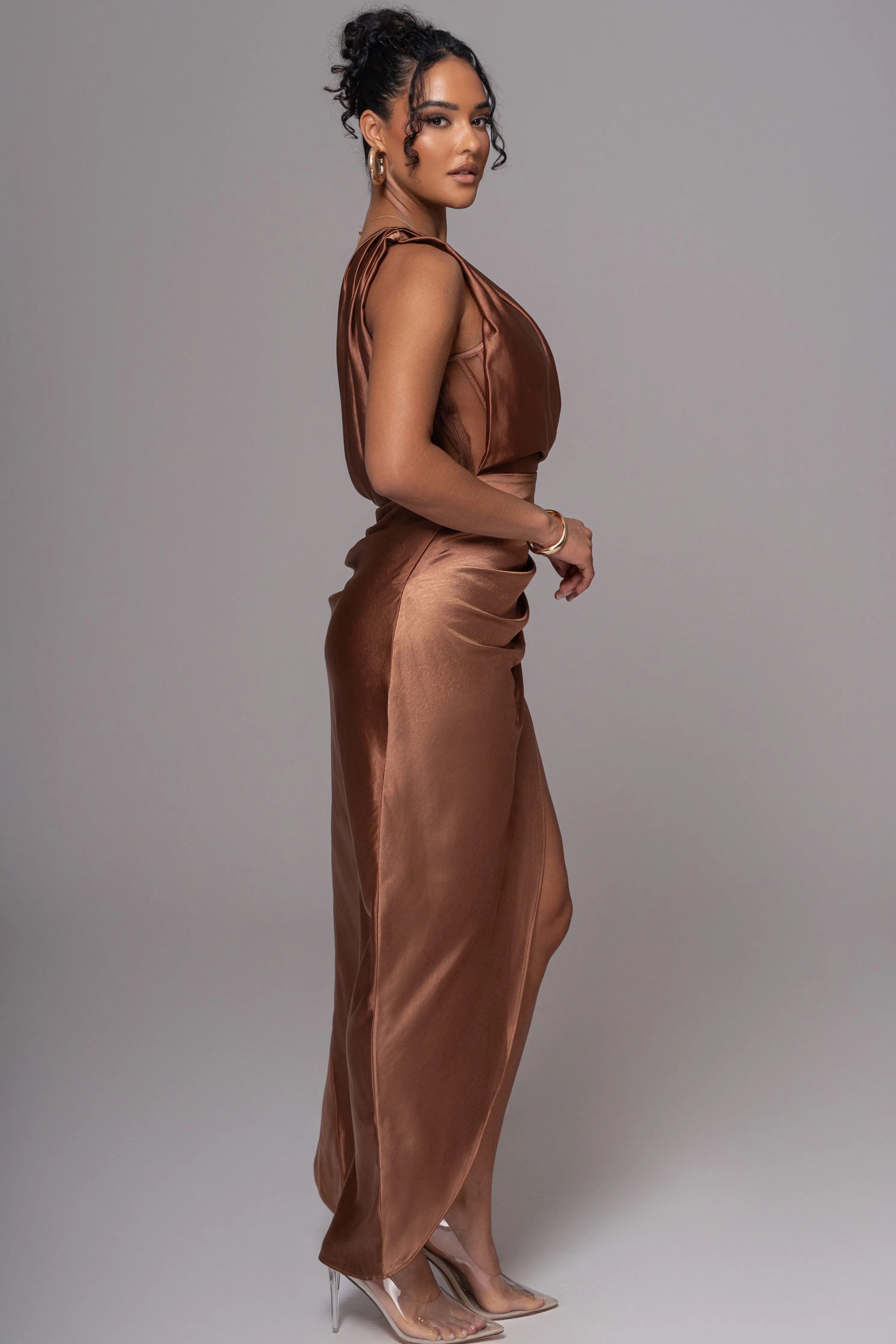Chocolate Anastacia Drape Maxi Dress