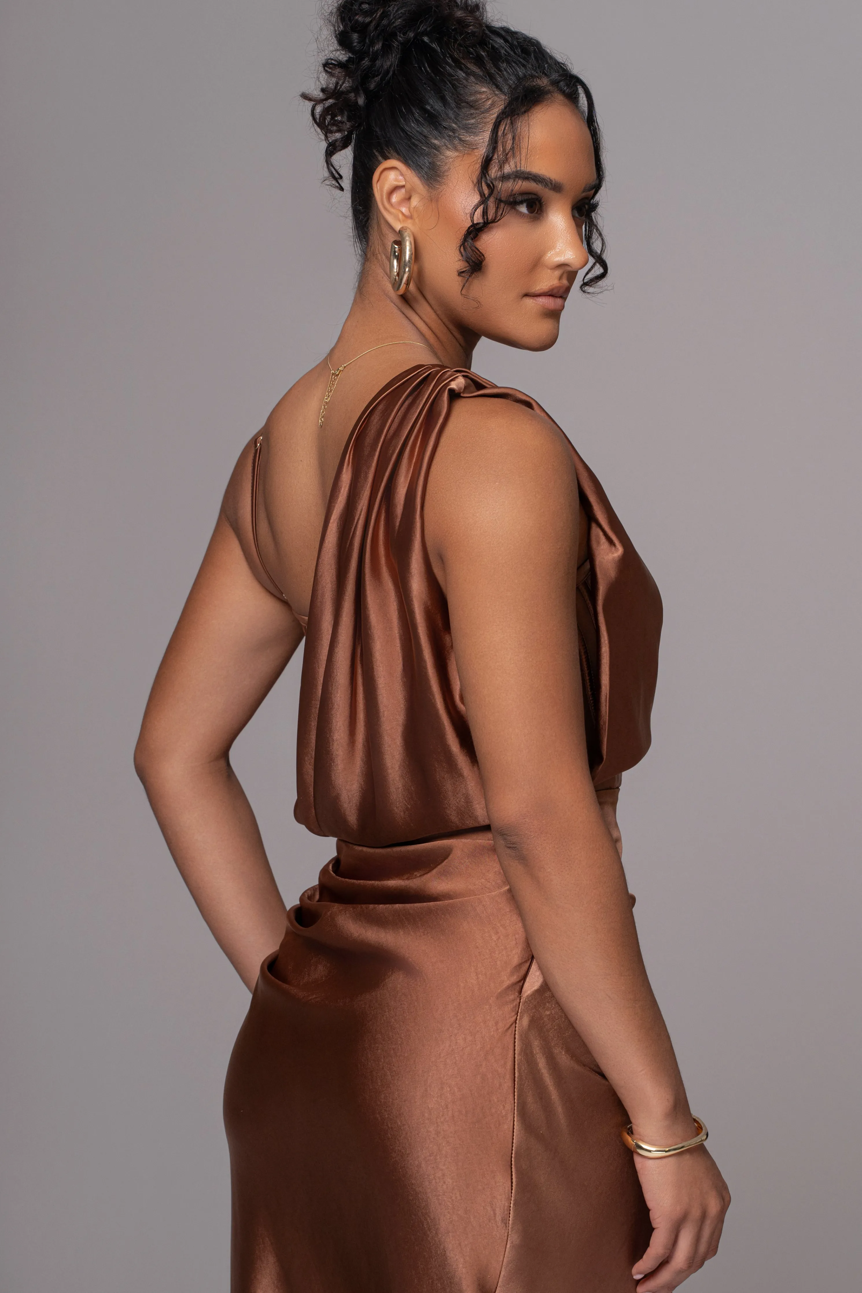 Chocolate Anastacia Drape Maxi Dress