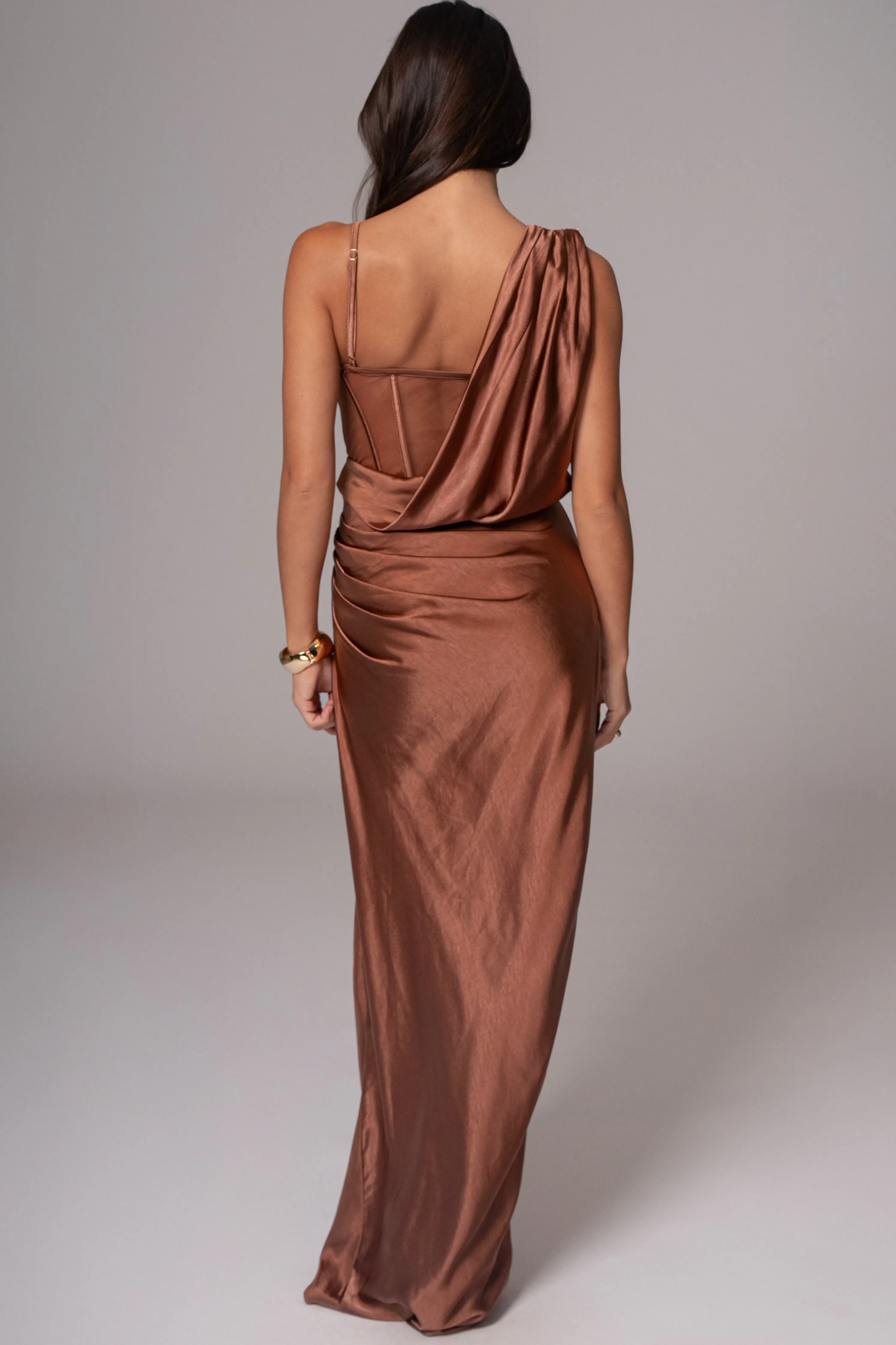 Chocolate Anastacia Drape Maxi Dress