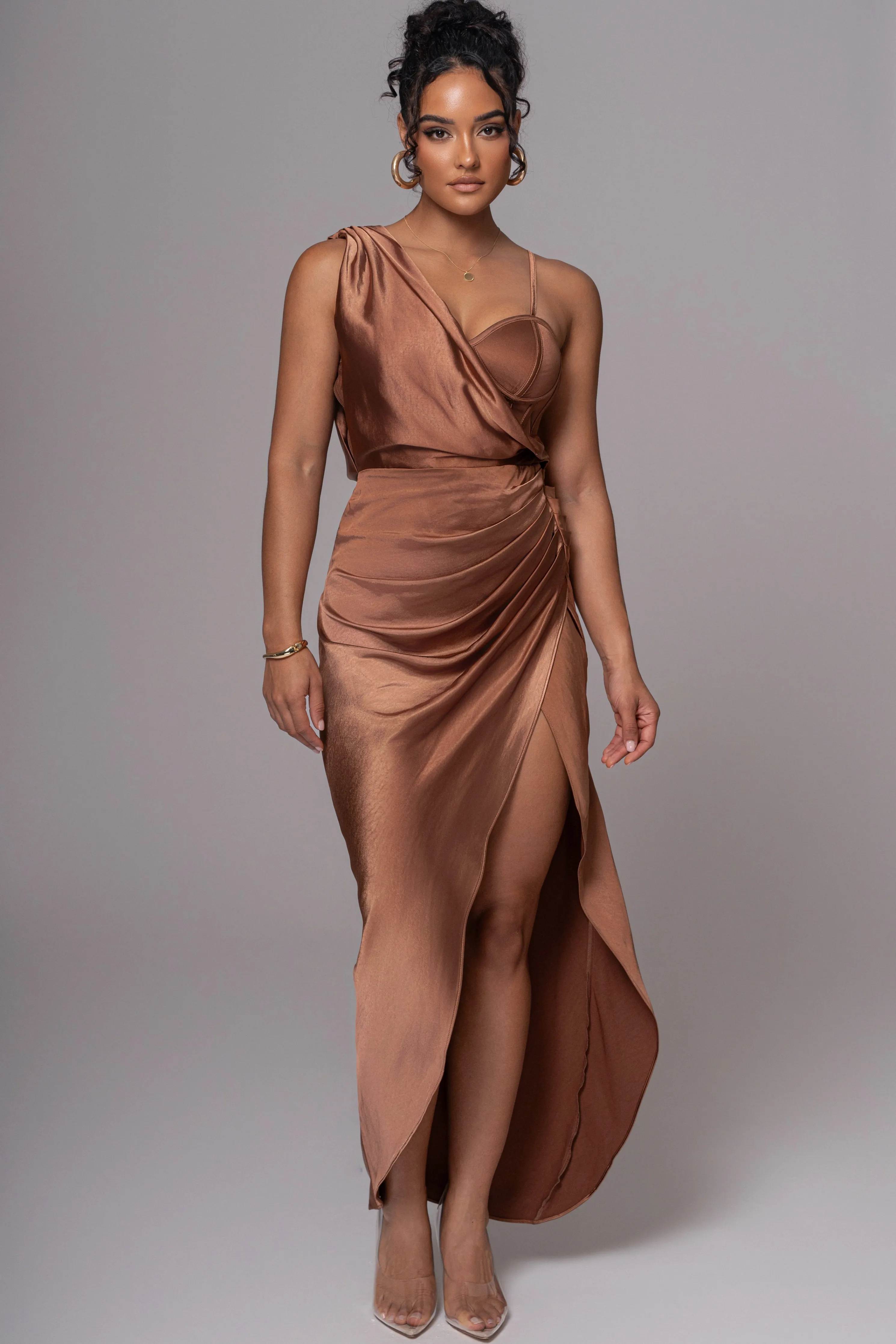 Chocolate Anastacia Drape Maxi Dress