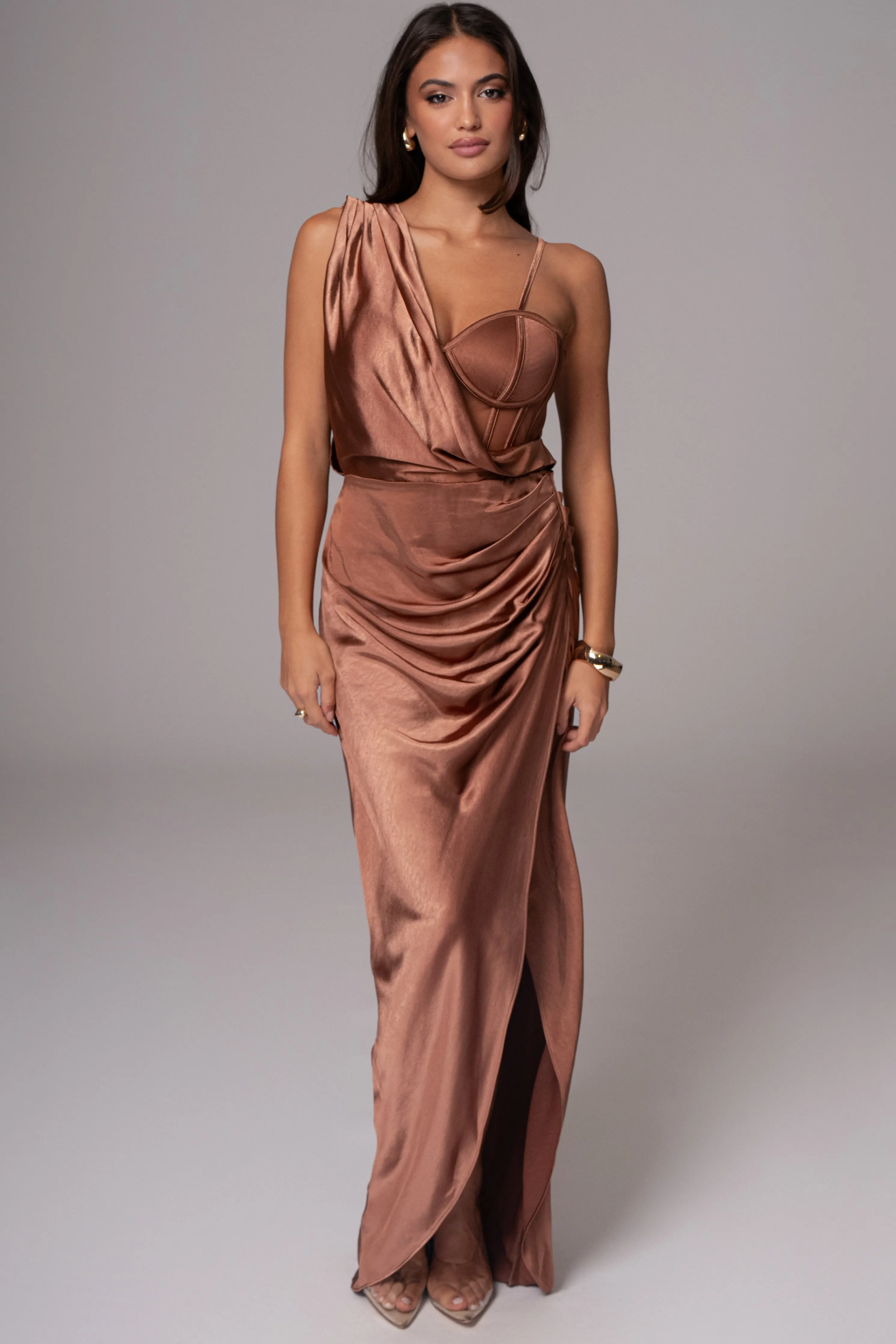 Chocolate Anastacia Drape Maxi Dress