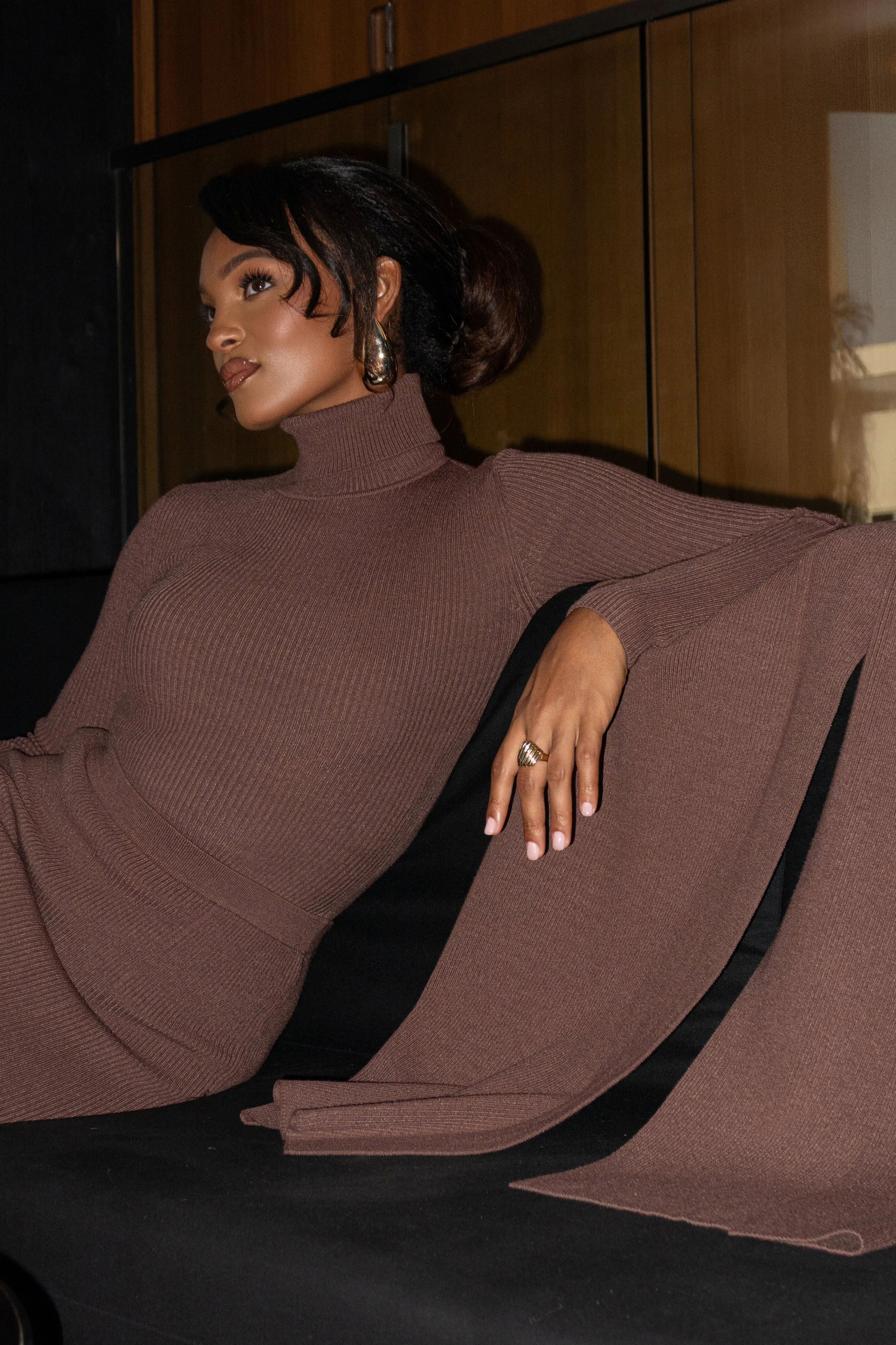 Chocolate Arlett Turtleneck Bodysuit